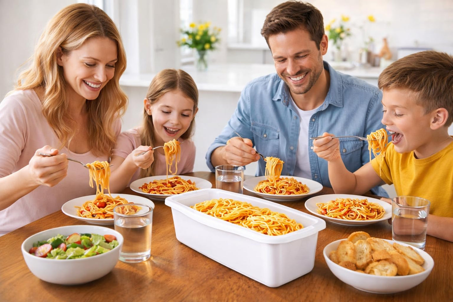 Microwave Pasta Cooker with Built-In Portion Tool, BPA-Free Microwave Pasta Maker for Spaghetti, Ramen & Vegetables, Dishwasher Safe