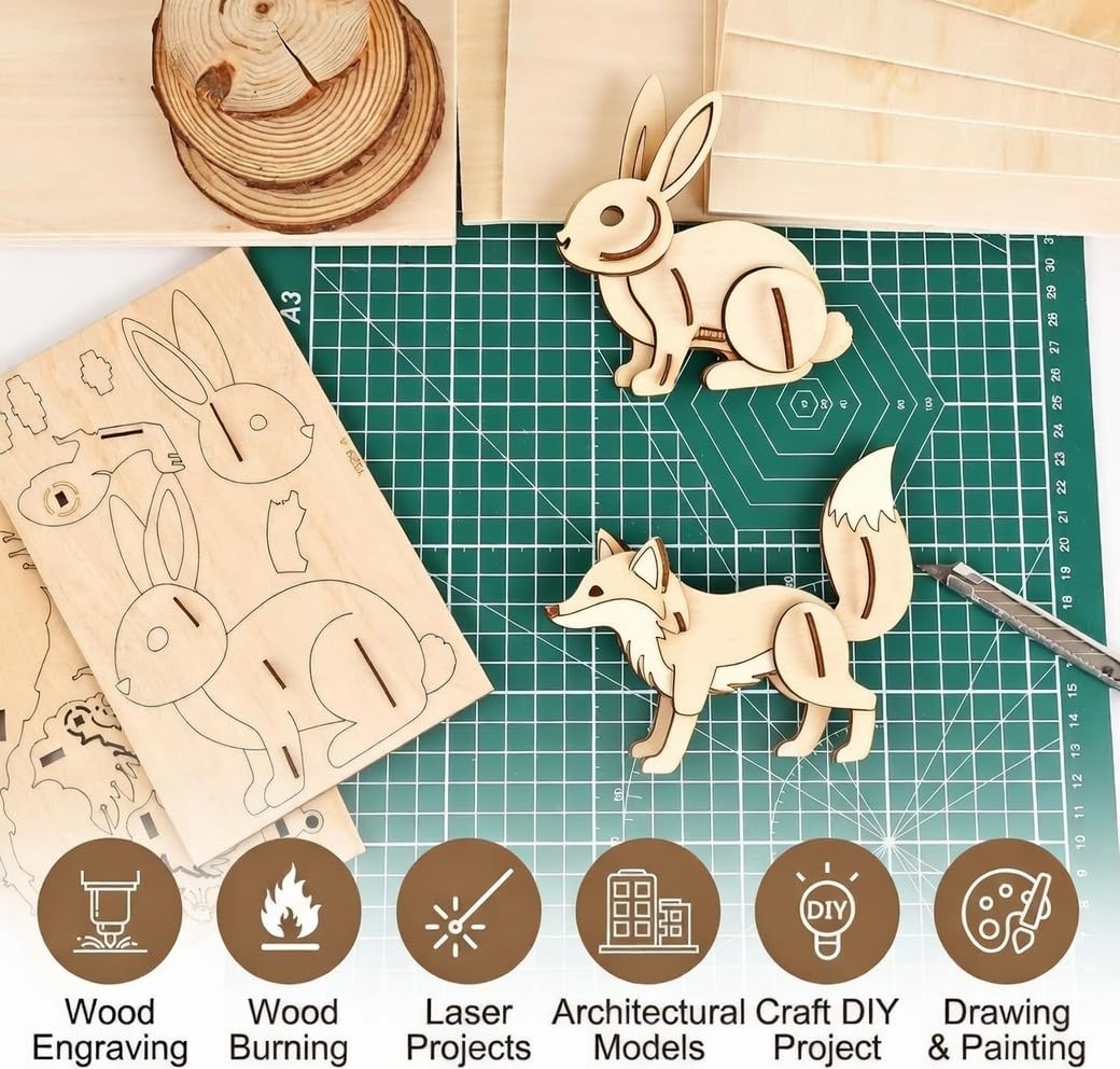 Plywood Sheets, 12 Pack, 12"x12"x1/16, Natural Wood, Craft Project Boards (1.6mm)