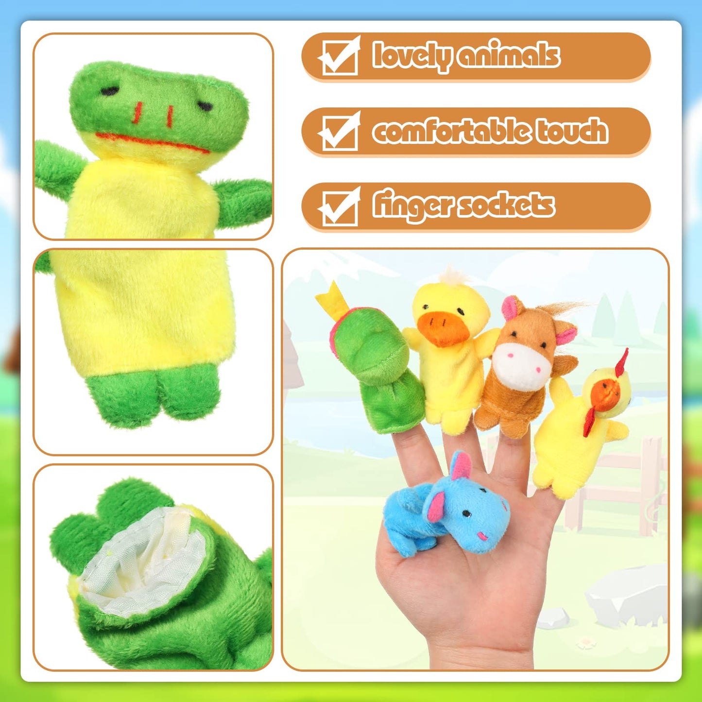 Meooeck 152 Pcs Finger Puppets Set 19 Different Stuffed Animal Finger Puppets Bulk Easter Egg Filler for Storytelling, Role Playing, Teaching, and Easter Gifts