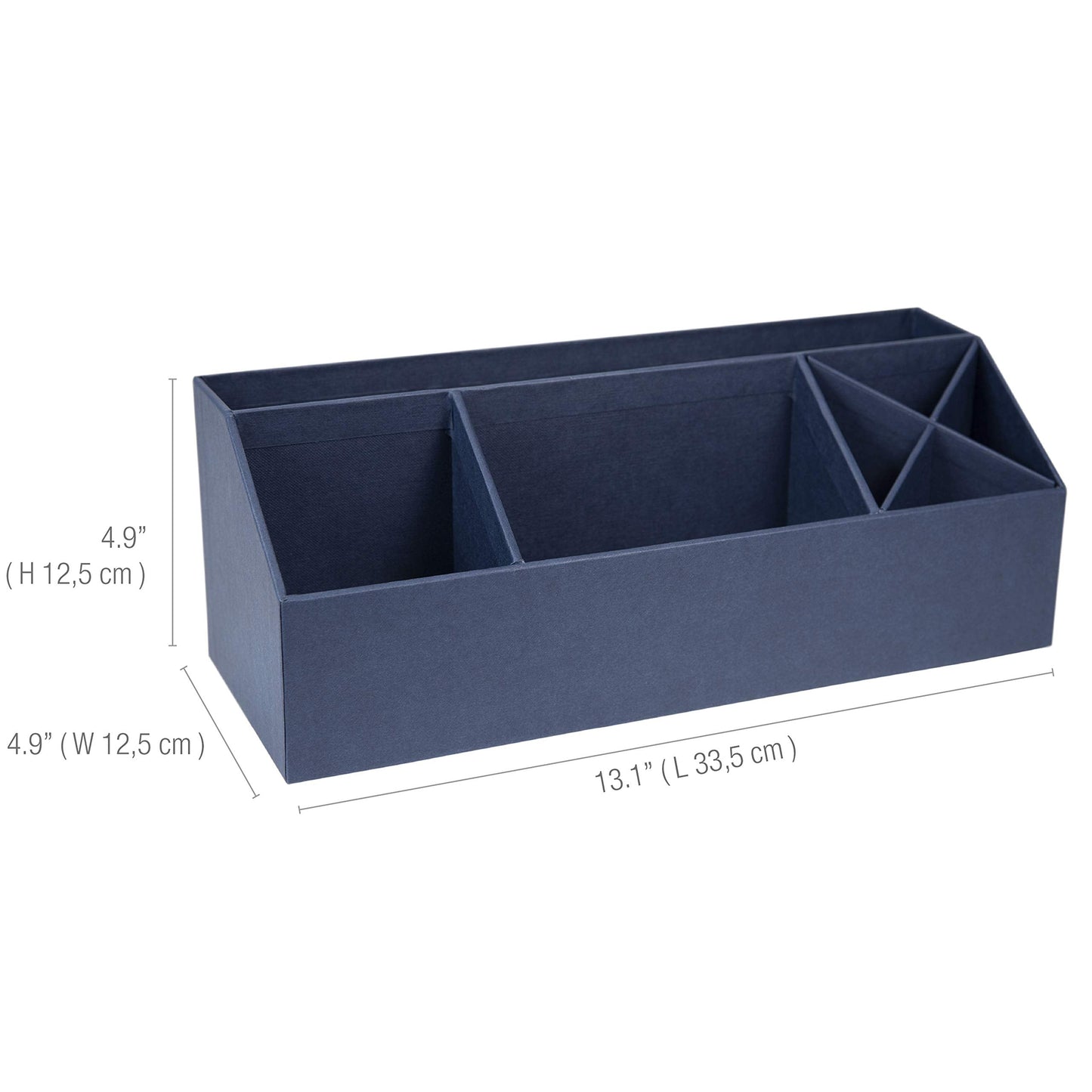 Bigso Elisa Desktop Organizer - Durable Office Desk Organizer with 7 Compartments for Office Supplies and Accessories - 13.1 in x 4.9 in x 4.9 in - Blue
