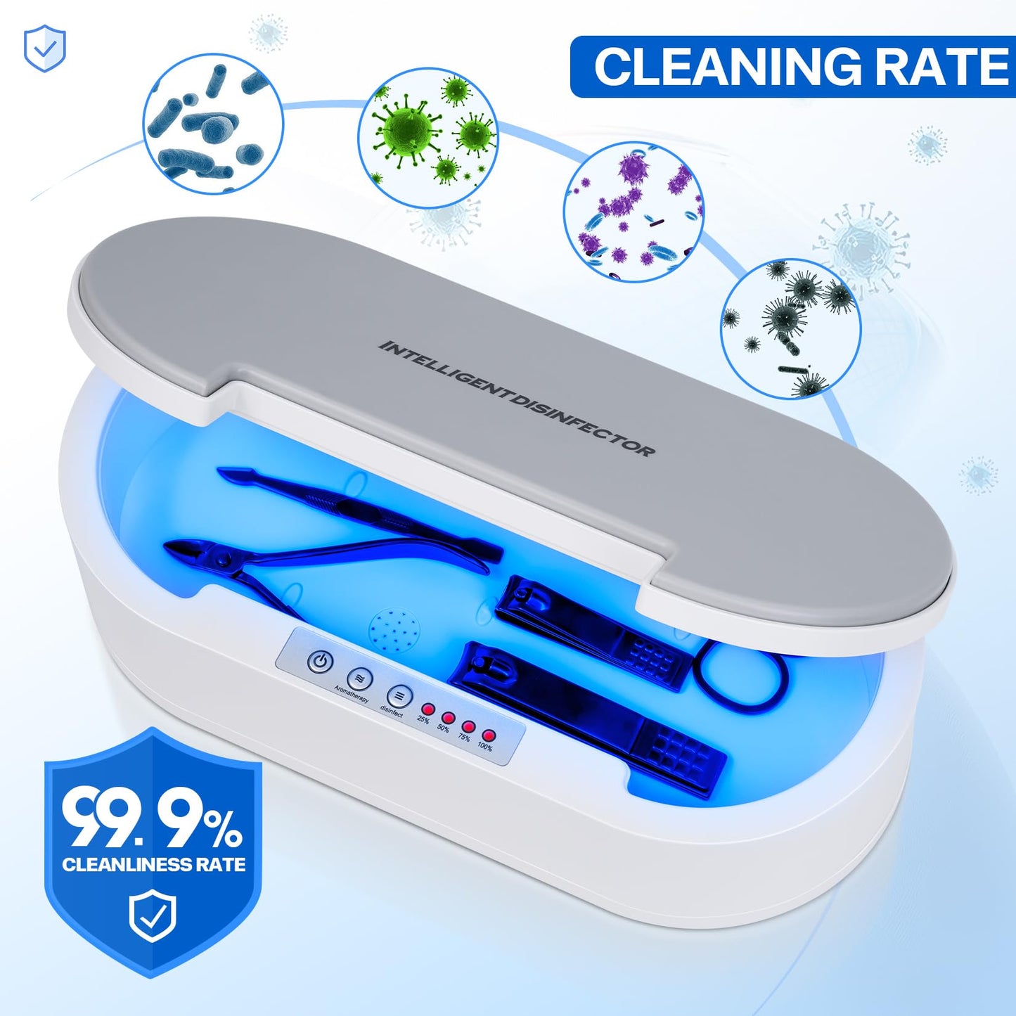 Nail Tool Sterilizers Box, Blue Light Cleaning Nail Sterilizer Machine, Convenient & Efficient Health Protection For Manicure & Beauty Salon Tools, Jewelry, Glasses, Phone