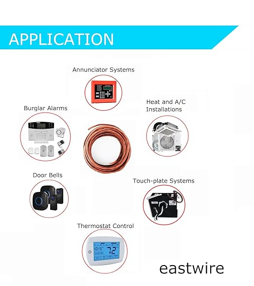 eastwire 18/6 250ft Thermostat Doorbell HAVC Heating Control Cable Wire, 100% Solid Copper Conductors CL2 ETL Listed, UV Resistant RoHS for Indoor/Outdoor Low Voltage Applications Use,Brown