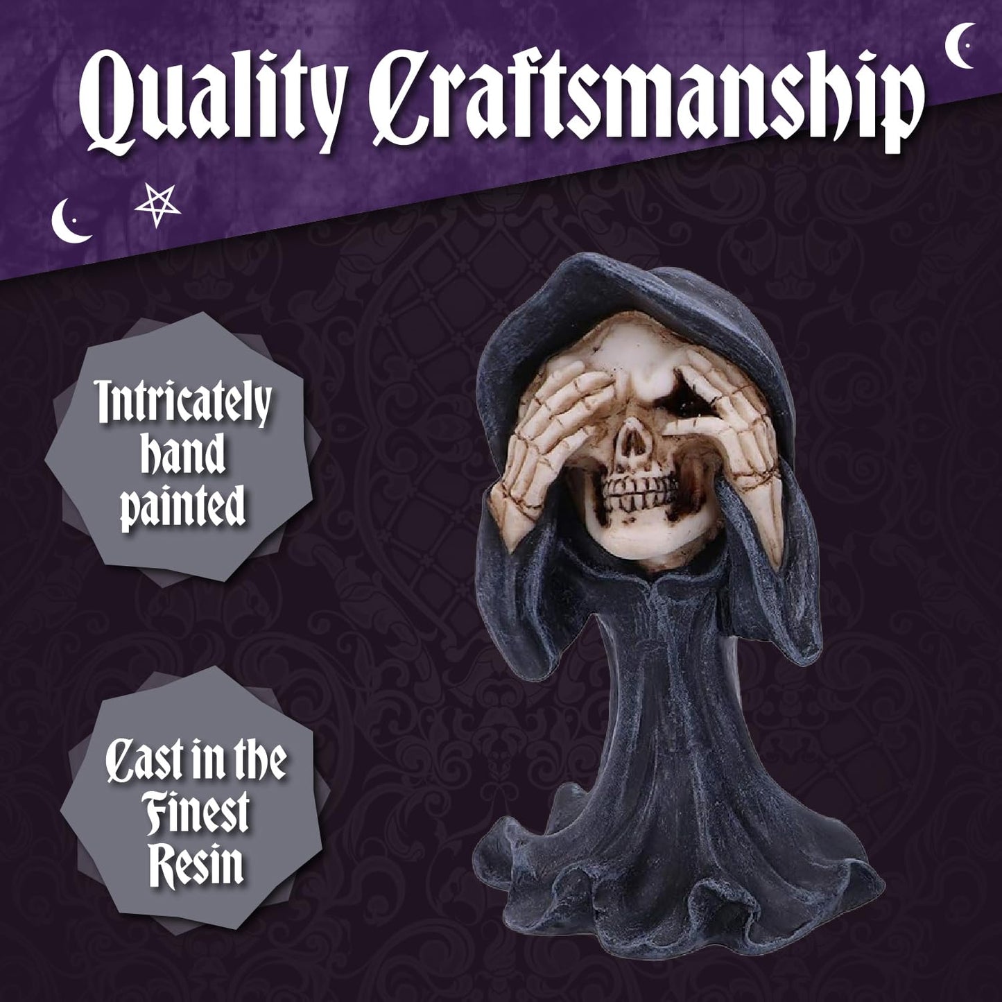 Nemesis Now See No Evil Hear No Evil Speak No Evil Figurines, Adorable Hand-Painted Resin Collectibles and Gift, 8cm - Grim Reapers