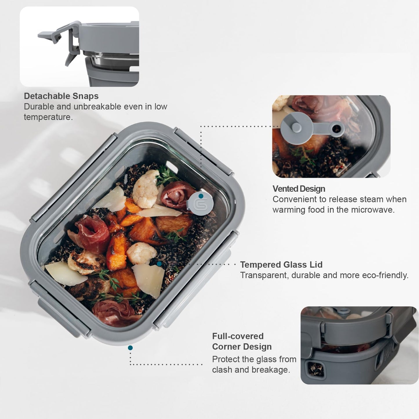 GENICOOK Glass Food Storage Containers With Glass Lids+Vegetable Chopper 5-in-1 Food Prep Tool