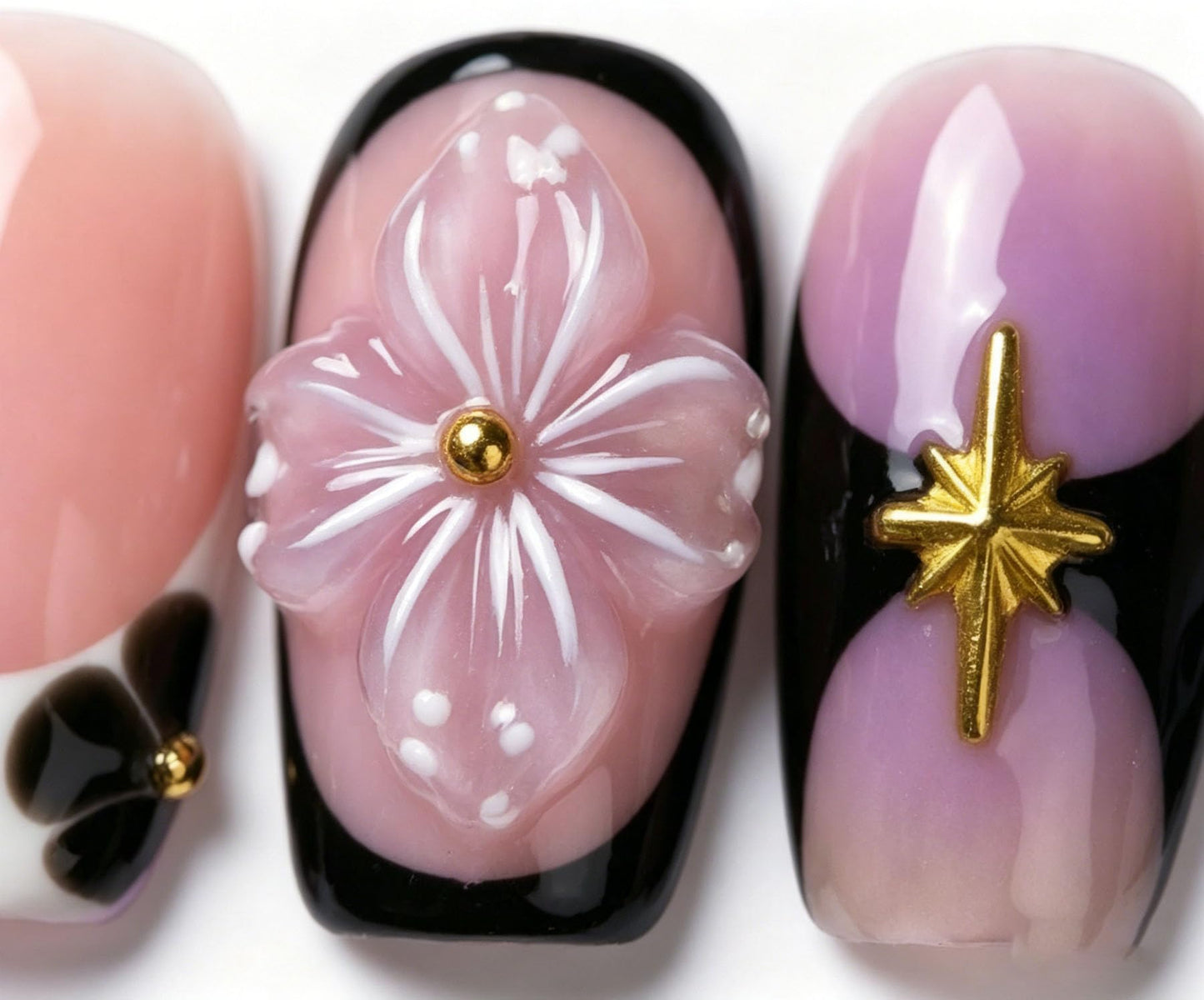 Short Square Press on Nails Handmade 3D Cute Glue on Nails for Women, Luxury Homemade Press on Nail Art Design, Fake Nails with 3D Nail Charms Size M 7