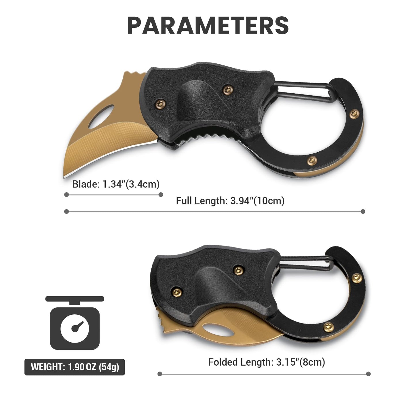 FUNBRO Small Pocket Knife for Men, Cool Folding Knife Box Cutter with 1.34inch Sharp Blade, EDC Knives Tool for Everyday Carry, Great Gift for Men (Gold)