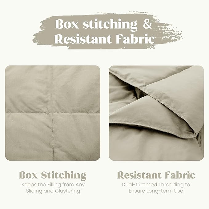 puredown® Queen Size Blanket for Bed, Ultra Soft Lightweight Down & Feather Fill, All Season Microfiber Blanket, Machine Washable, 88"X90", Beige