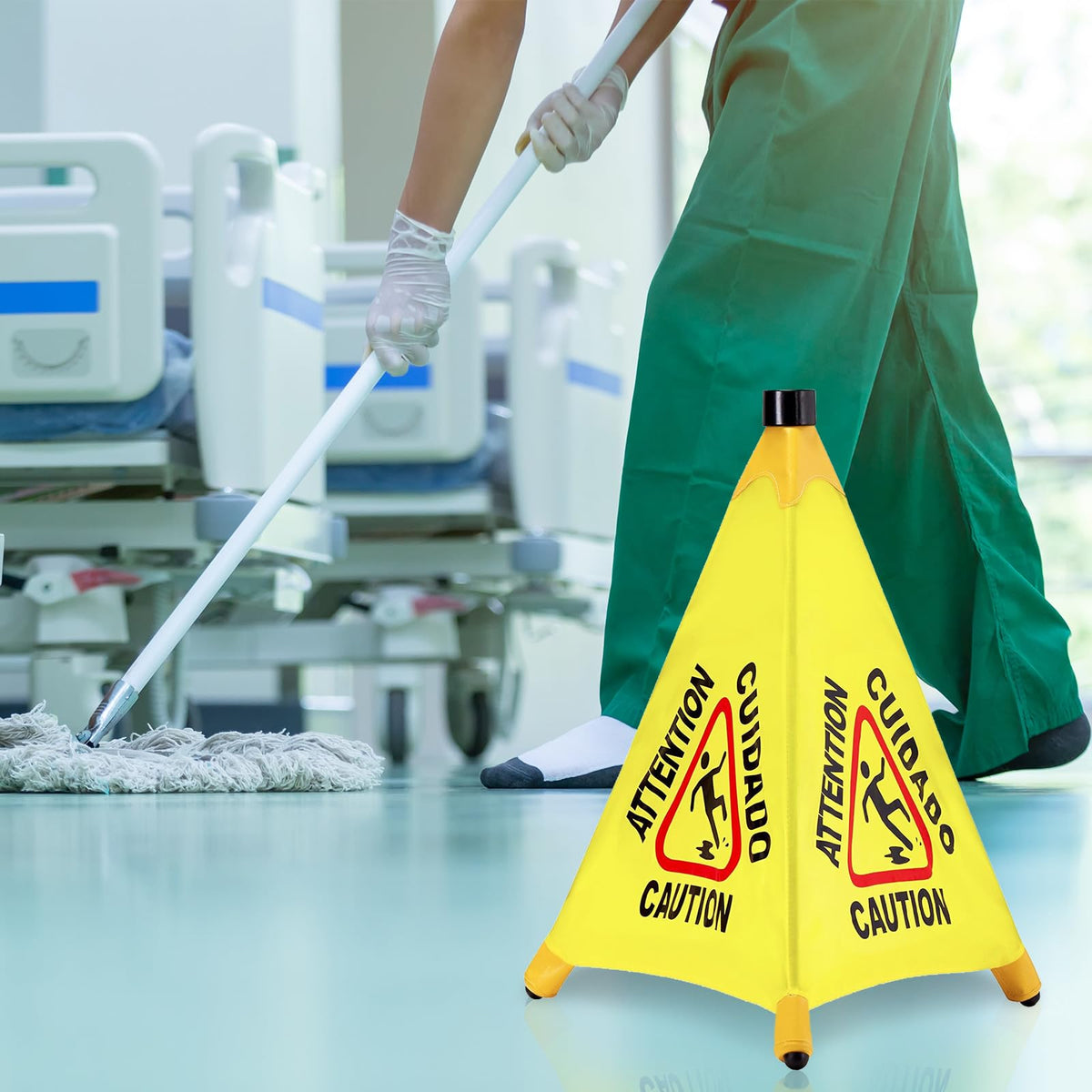 20 Pcs Pop up Wet Floor Sign with Storage Tube 20 Inch Wet Safety Signs Commercial Caution Safety Cone Pop up Caution Sign for Commercial Stores Grocery Restaurant Restroom Office Use (20 Count)