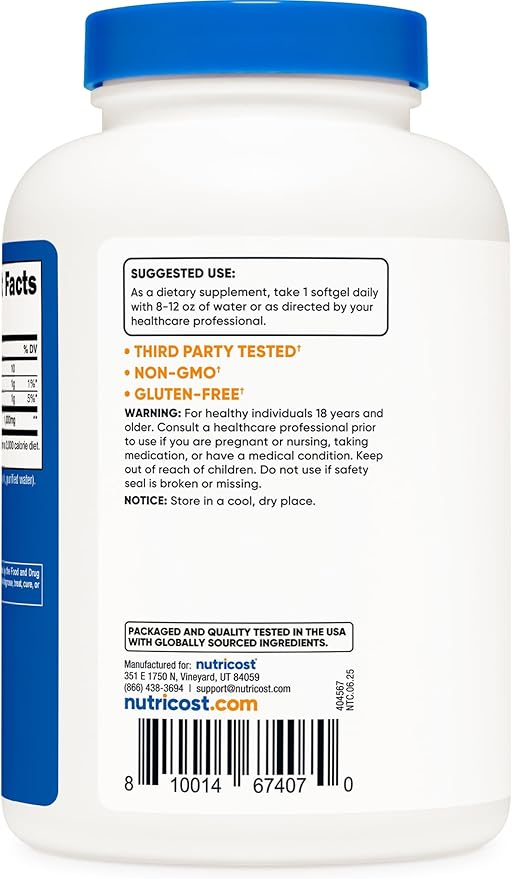 Nutricost Coconut Oil Softgels (1000mg) 240 Softgels - Extra Virgin Coconut Oil - Gluten Free and Non-GMO
