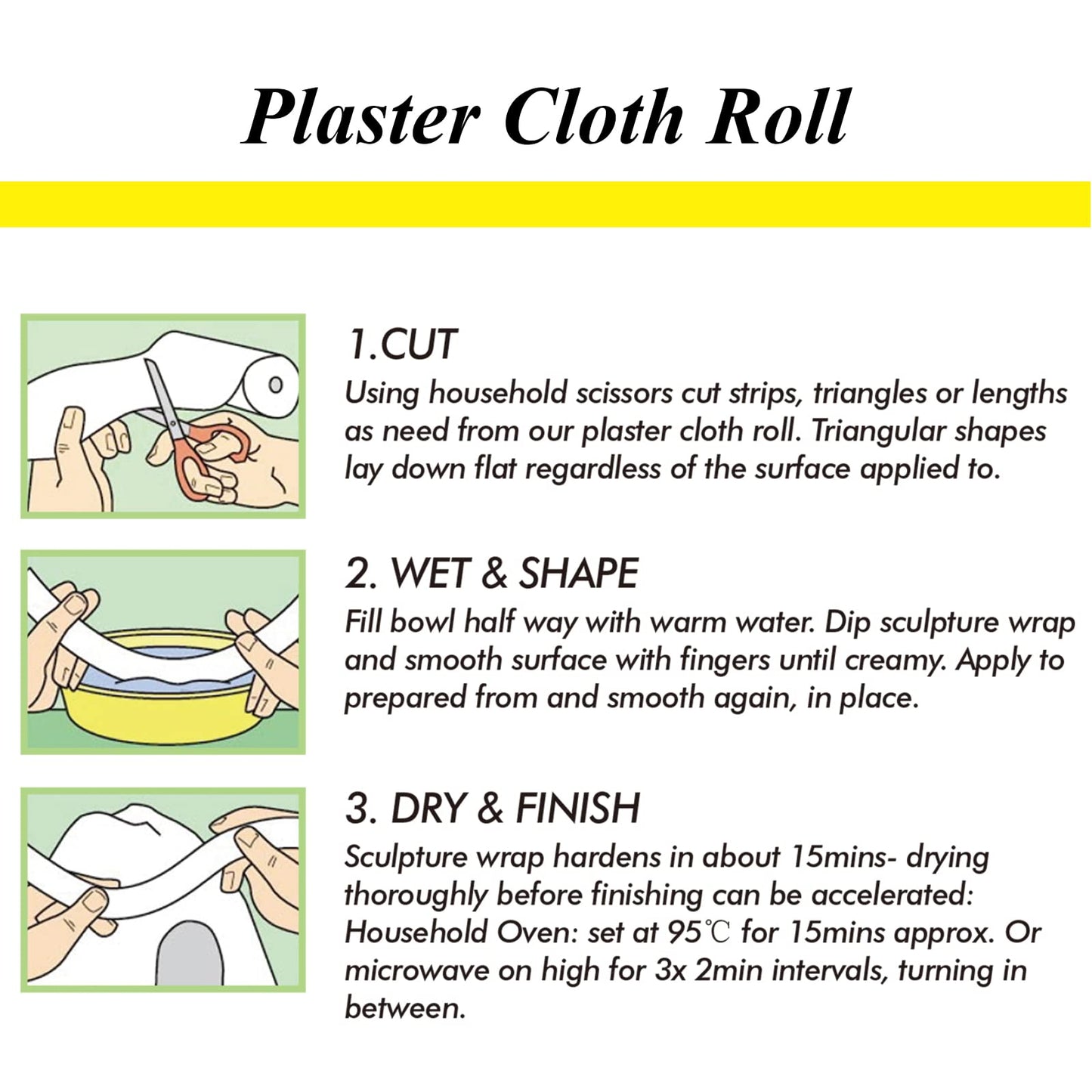 Falling in Art Plaster Cloth Rolls, 500gsm Plaster Strip, Plaster Gauze Bandages for Craft Projects, Mask Making, Belly Casts, Body Molds, 4inch x180inch, 4 Pack