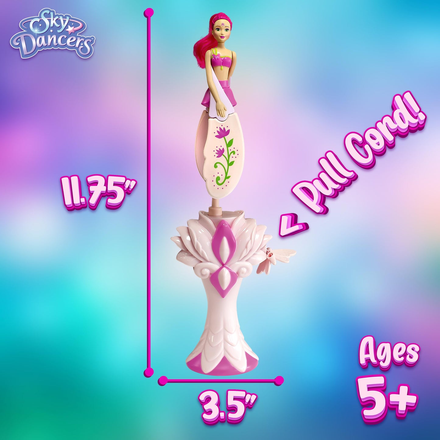 Sky Dancers Flying Doll – Fuchsia Fantasy | Original 90s Throwback Toy that Really Flies | Pull-String Powered, No Batteries Needed | Magical Gift for Girls & Boys Ages 6+