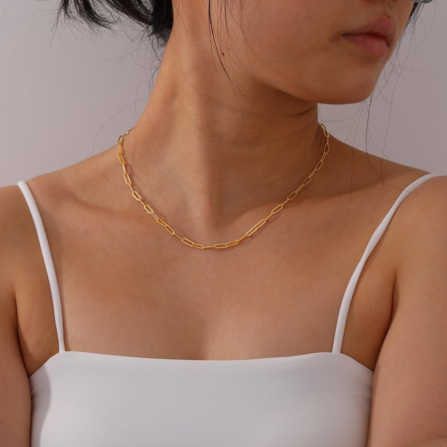 Lydow Paperclip Chain Necklace for Women Charm Necklaces Paper Clip Adjustable Chunky Plated Jewelry Gifts