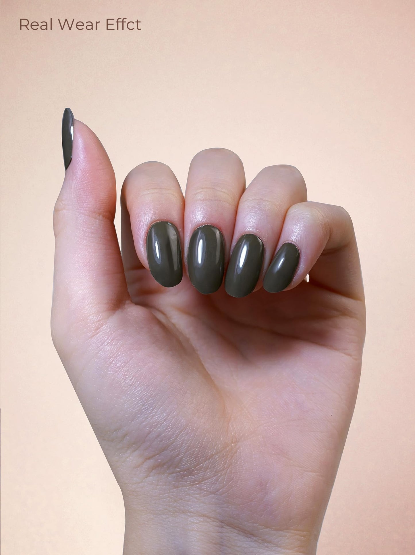 Beaolata Real Gel Nail Strips (No UV Light Needed) - 44Pcs Salon Quality Nail Stickers - Long Lasting Polish Wraps for Women, Easy Apply & Remove (Fern Brown)