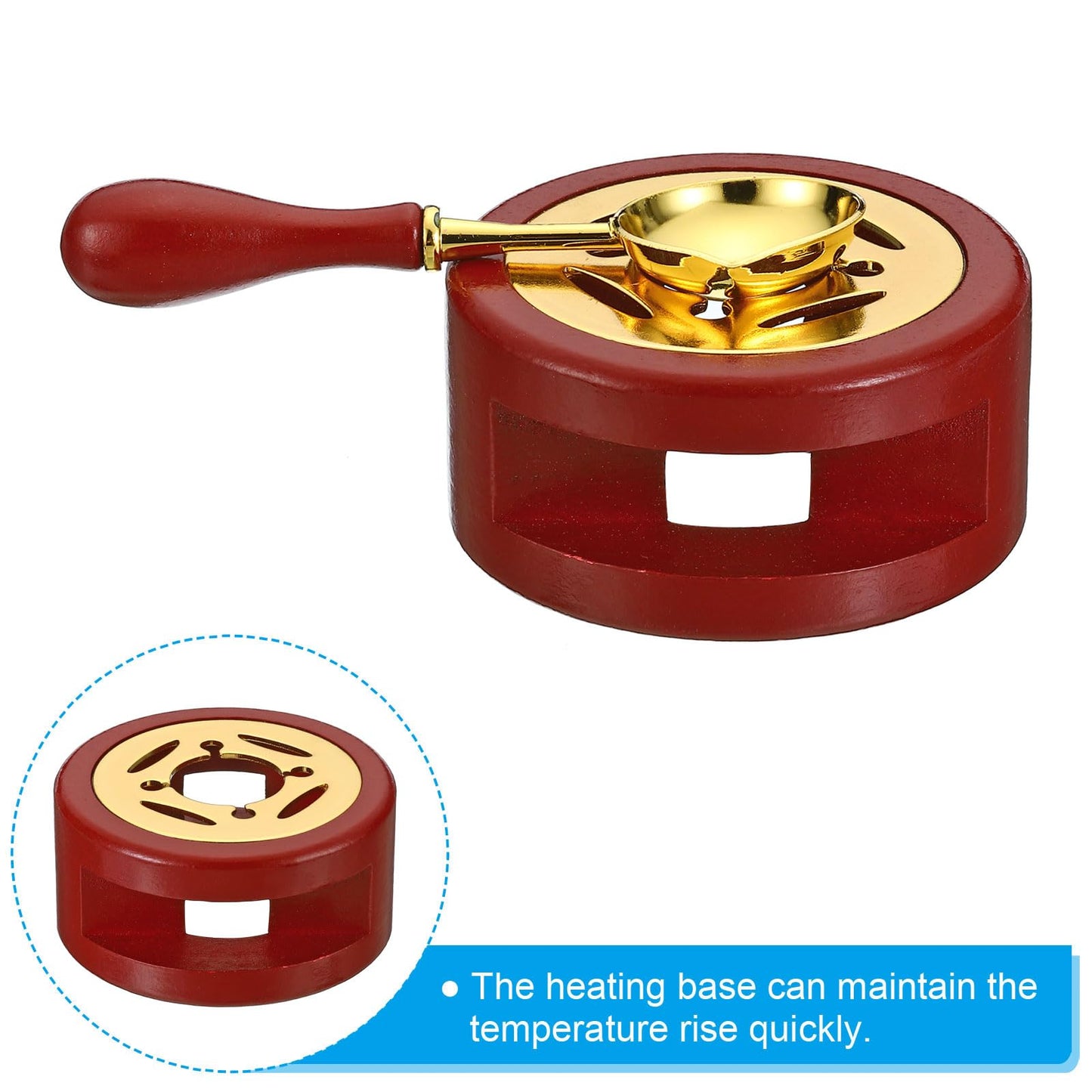 PATIKIL Wax Seal Kit, 2 Set Wax Seal Warmer Melting Spoon Wax Seal Stamp Handle Melt Stove Pot Furnace Tool for Melting Wax Sealing Beads, Red