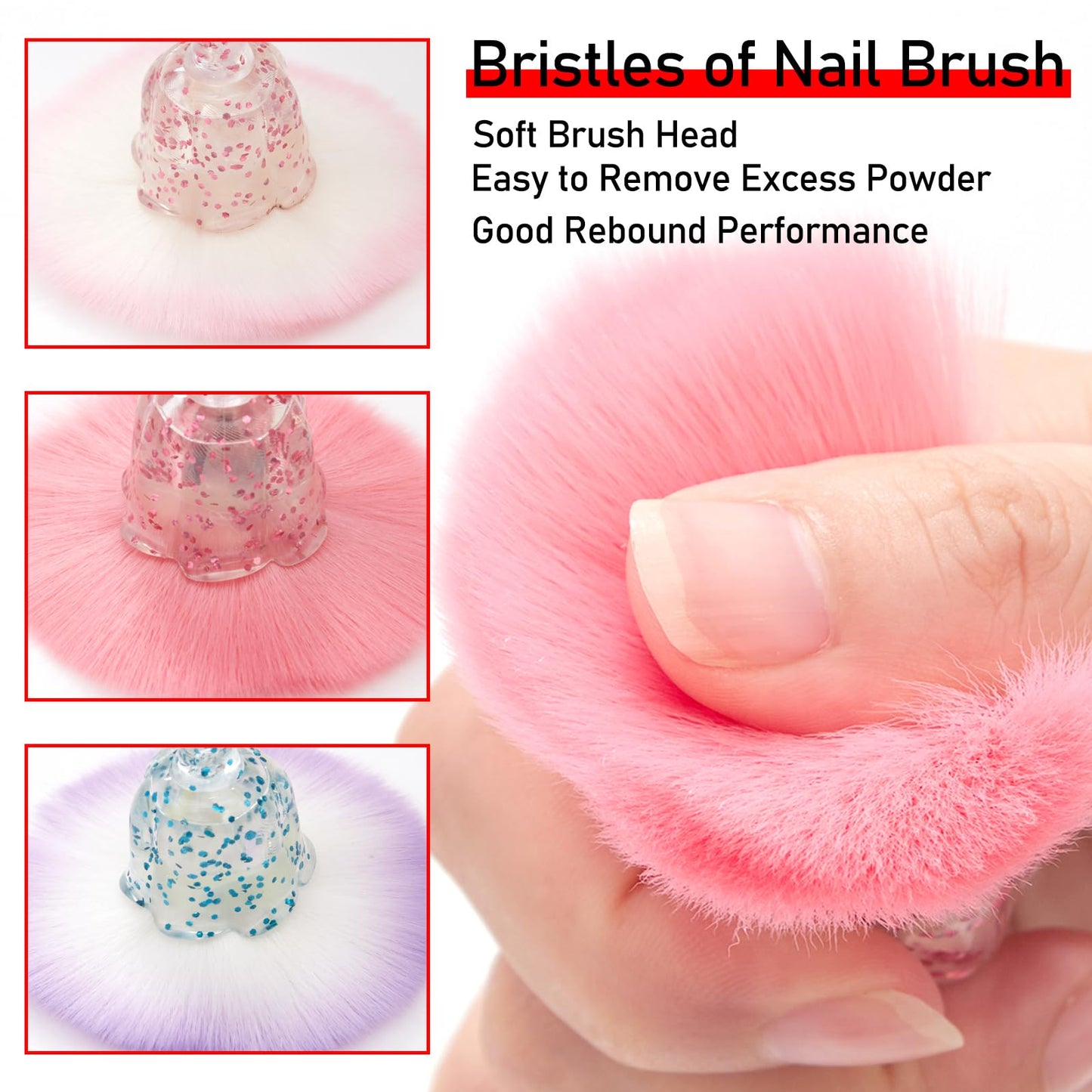 SILPECWEE 3pcs Dust Brush for Acrylic Nails Large Powder Brush Makeup Brush Nail Duster Brush Acrylic Nail Brush Cleaner Nail Art Brushes Manicure Brush for Cleaning Nail Art Tools