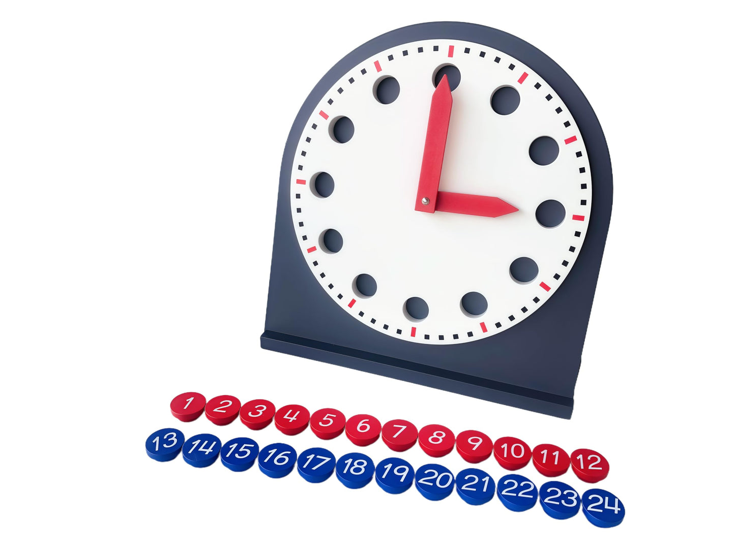 penepico Premium Montessori Learning Clock- 12-inch Solid Beechwood Teaching Clock with Movable Hands & Numbers, Math & Sensory Toys for Kids Ages 3-8+, Homeschool & Classroom Materials (3.85 lbs)