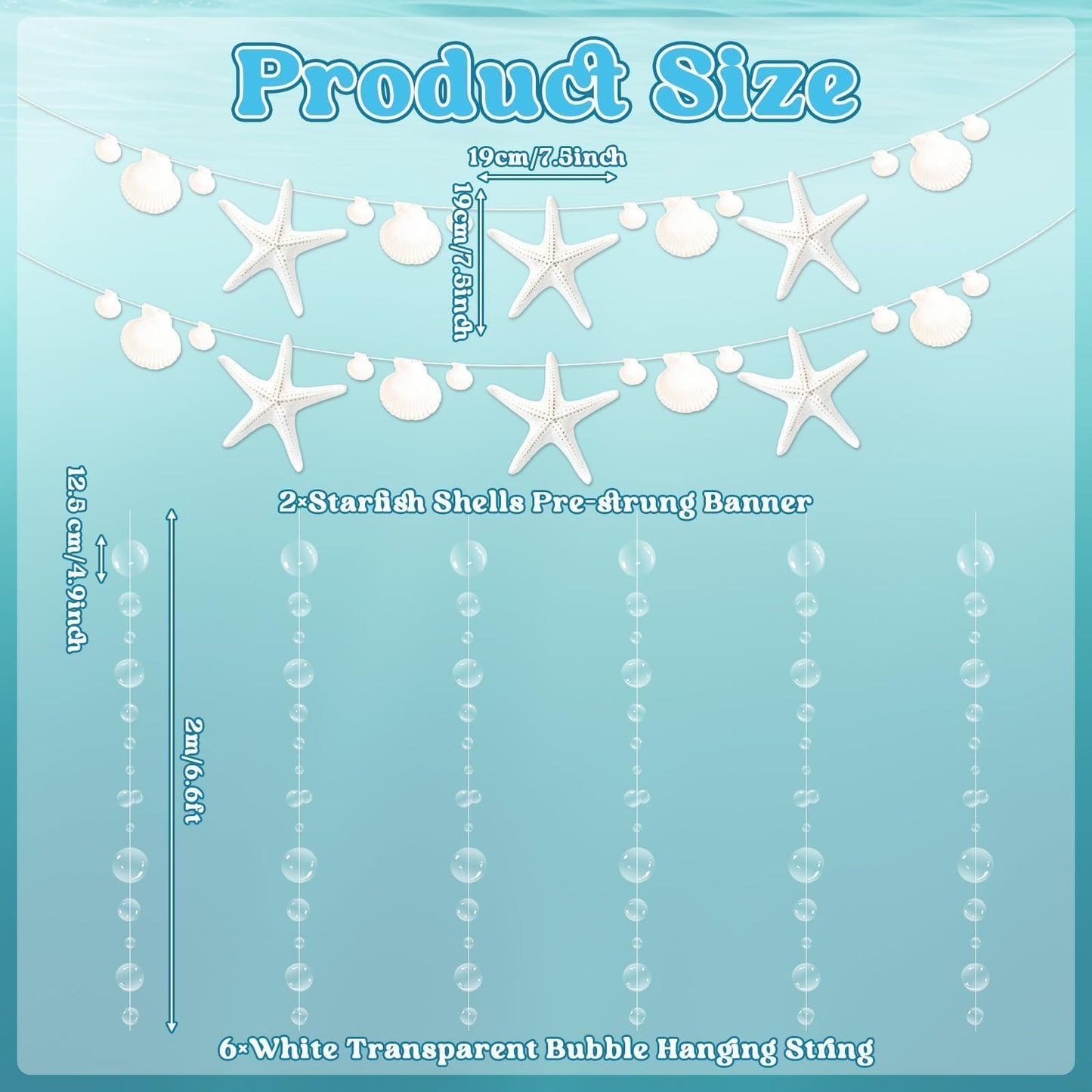 Under The Sea Party Decorations Bubble Seashell starfish Garlands Mermaid Banner Beach Ocean Cutouts Hanging Garland Streamers for Kid Birthday Bachelorette Baby Shower Coastal Nautical Party Supplies