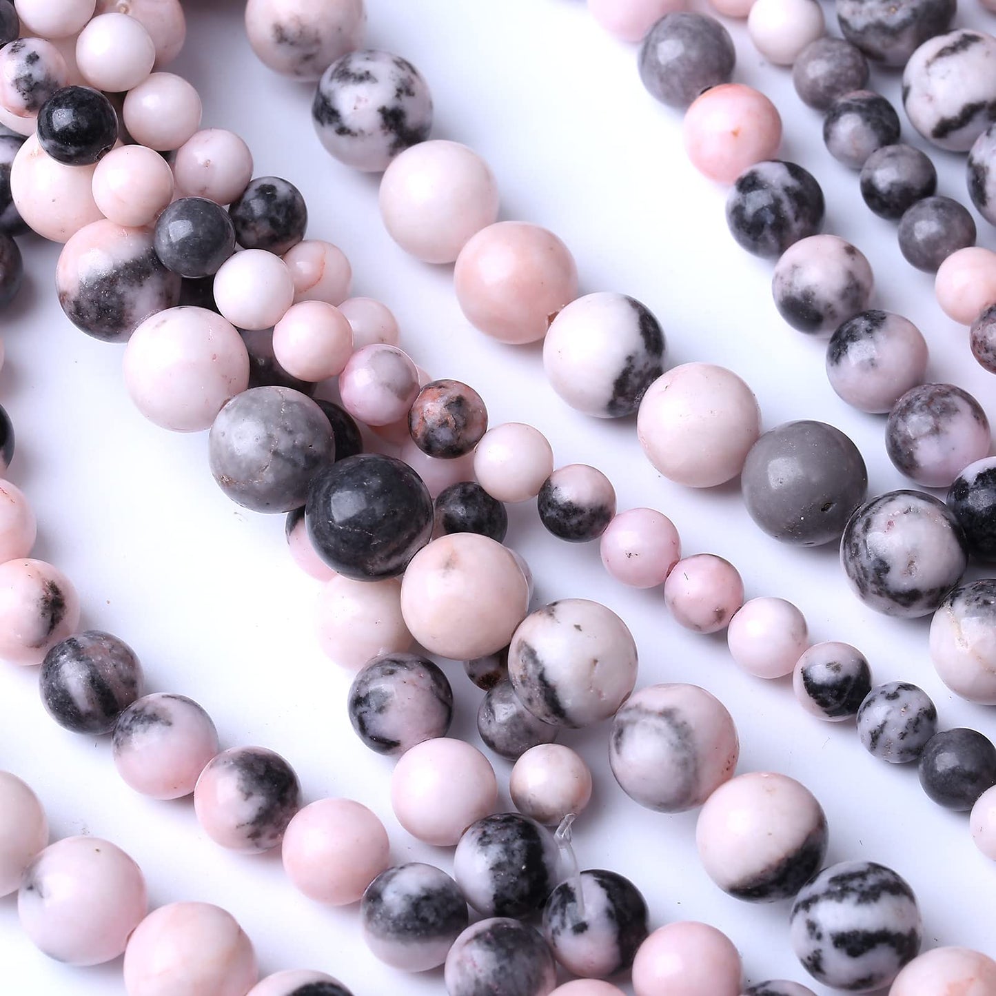 45PCS 8MM Natural Pink Zebra Jaspers Beads Round Loose Stone Beads for Jewelry Making DIY Energy Stone Healing Power Bracelet 15"