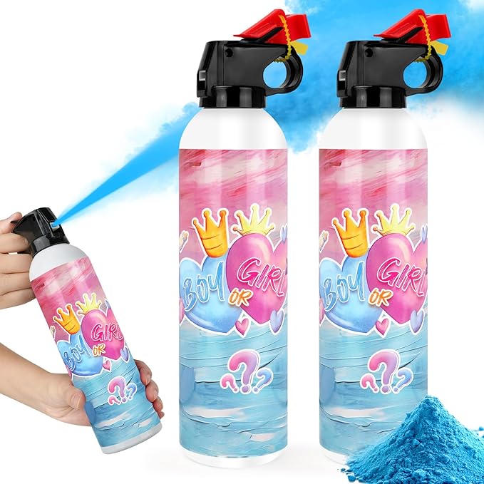 Gender Reveal Fire Extinguisher, 2 Pack Gender Reveal Ideas Gender Reveal Party Decorations Baby Girl Boy Reveal Party Ideas Gender Reveal Decor (Blue, Large)