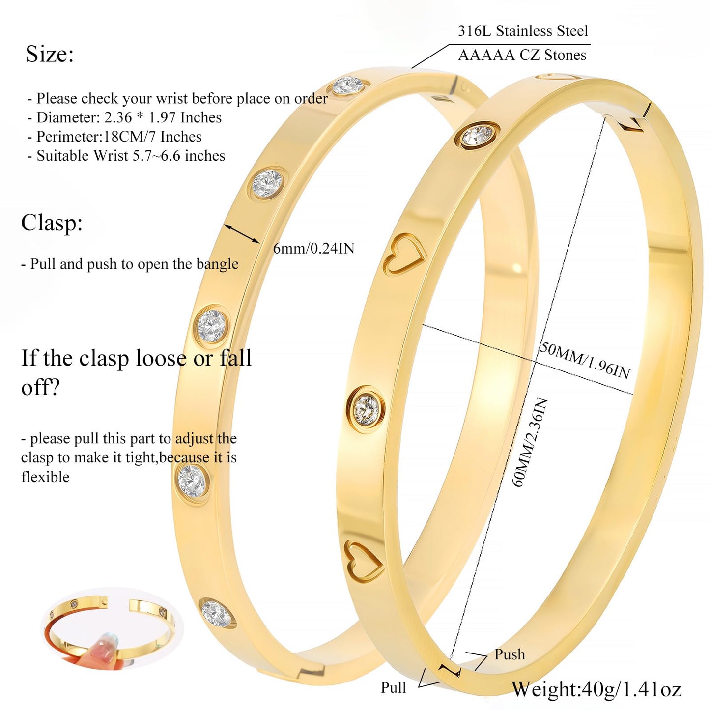 Camhanno 18K Gold Plated Stainless Steel Cuff Bracelet & Love Friendship Screw Bangle Bracelet Set for Women with Gift Box (2Pcs Gold Set Style 4)