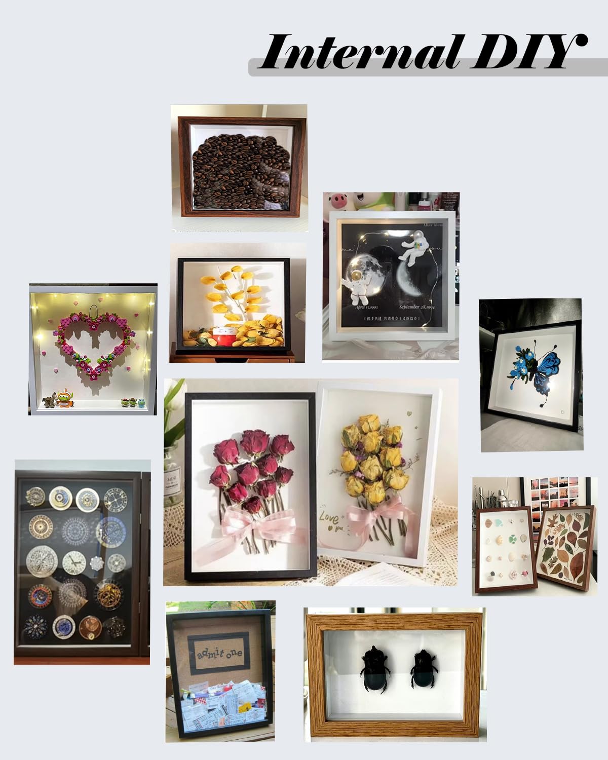 Upgraded 8"x10" Shadow Box Display Frame with Top Slot,MDF and Acrylic Panel, Case for DIY 3D Travel Memorabilia Crafts Tickets Pictures Dry Flowers Awards Medals Shells Piggy Bank, White