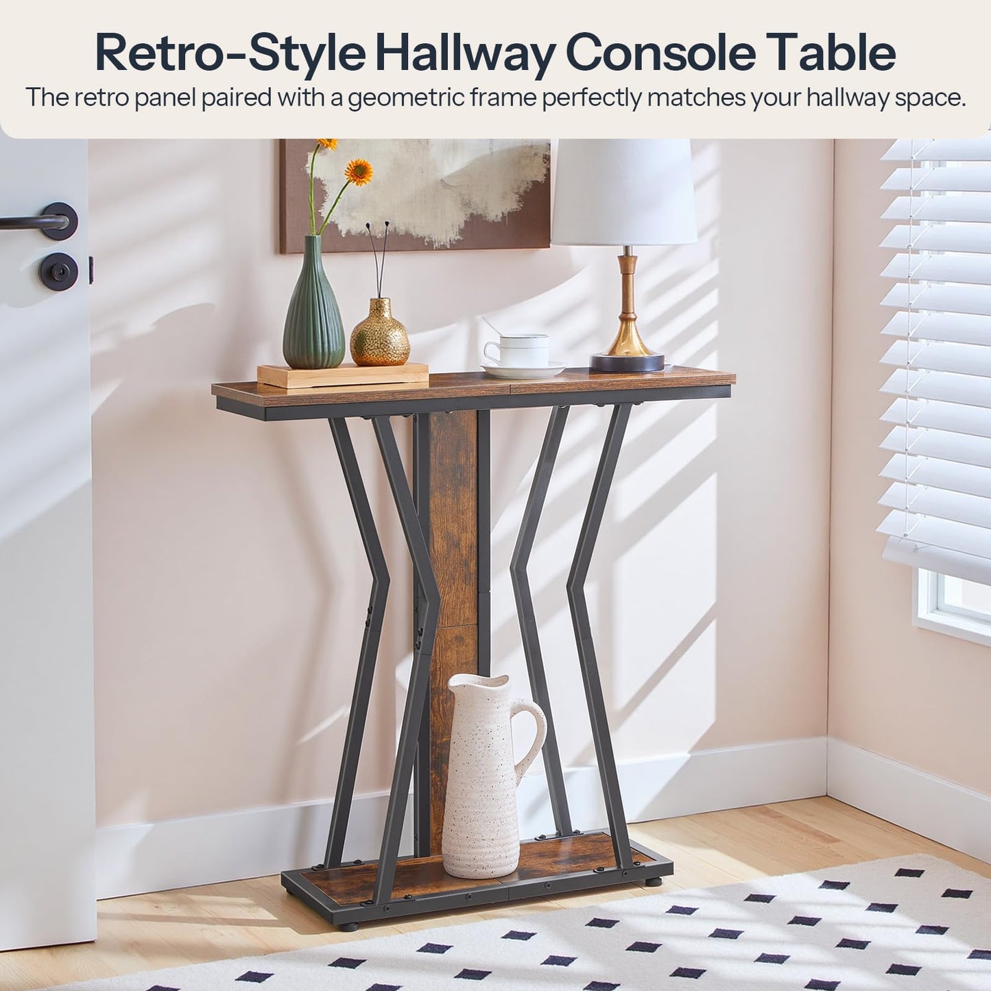 HOOBRO Narrow Console Table Bundle, Small Entryway Table with Storage, Sofa Side Display Table, for Hallway, Bedroom, Living Room, Foyer BF75XG01-BF66XG01
