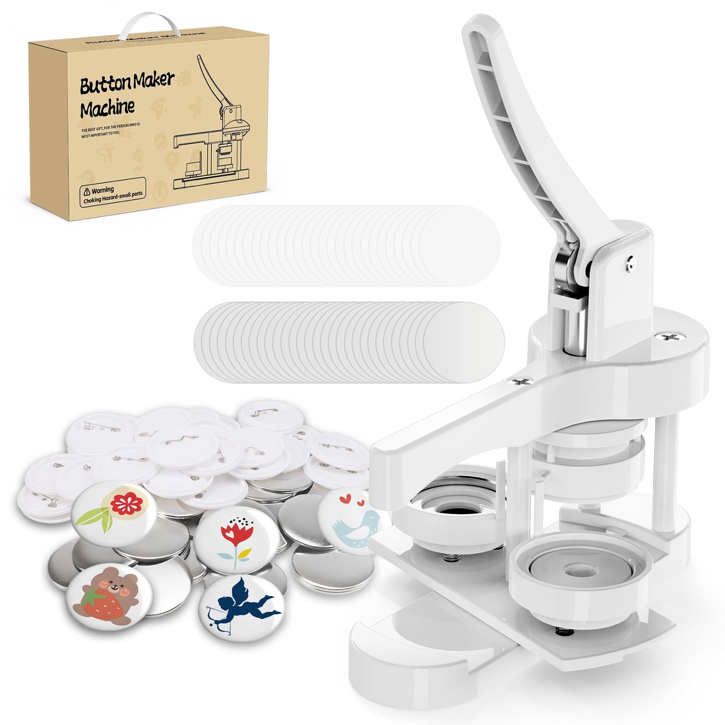 Button Maker Machine 58mm, Easy DIY Pin Maker Machine, No Setup Button Maker for Kids Crafts, Parties, School Projects & Beginners