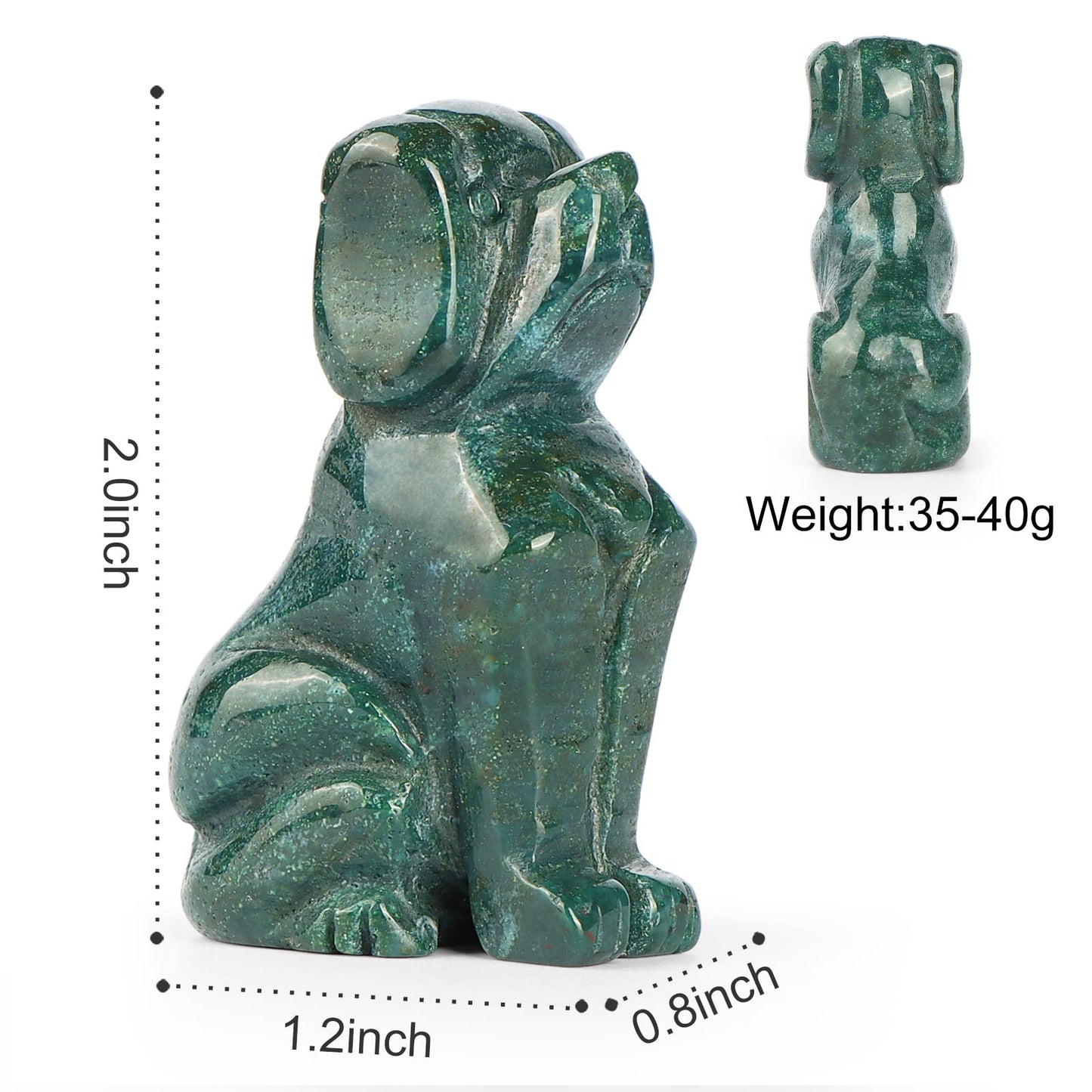 Artistone 2" Ocean Jasper Dog Crystal Animals Figurine Carved Gemstone Puppy Dog Statue Sculpture Craft Home Decorations