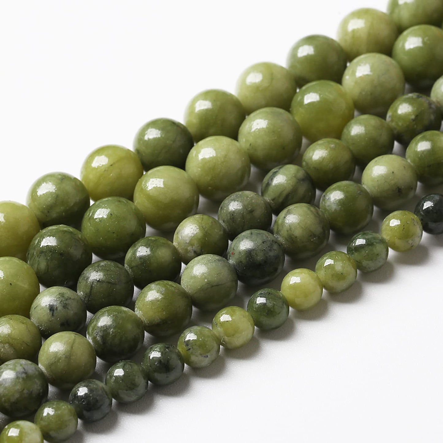 Natural Chinese Green Jade Beads Gemstone Round Loose Beads for Jewelry Making DIY Bracelet Necklace 10mm 36pcs 15" Inch