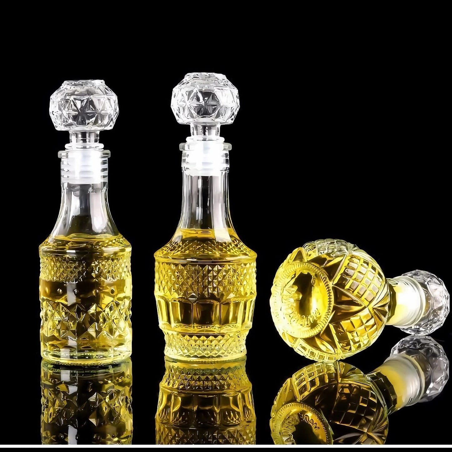 JQWIN AlifordGlass Mini Glass Bottles with 6 Different Shapes Can be Used for Self-Made juicing, Wine Bottles or Whiskey Decanter