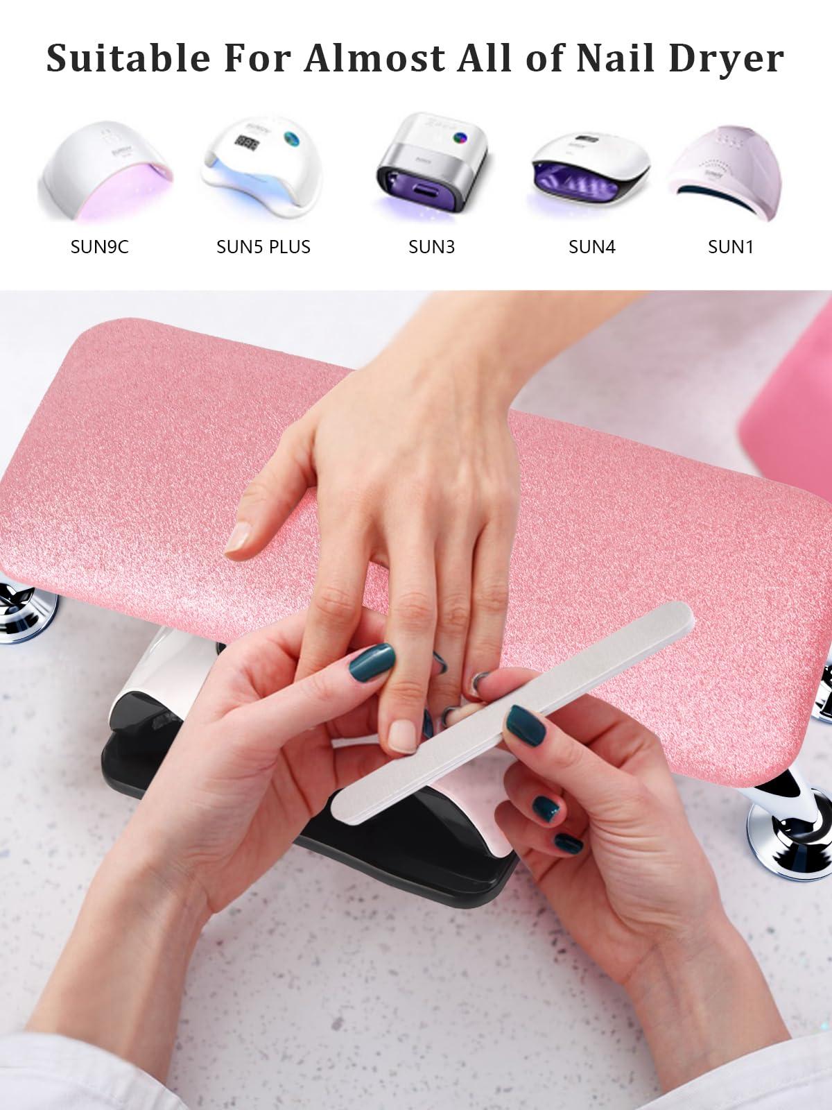 LIONVISON Arm Rest for Nails Tech: Microfiber Leather Hand Rest for Nails Cushion, Hand Rest Pillow for Nails Toenails, Detachable Nail Art Accessories Tool for Nails Tech (Glitter Pink)