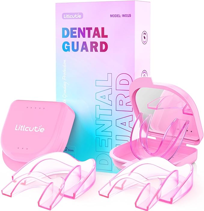 Mouth Guard for Grinding Teeth at Night, Mouth Guard for Sleeping, Mouthguards for Grinding of Teeth, Night Guards for Teeth Grinding, with 2 x 5X Mirror Case (4 Pack/2 Size)