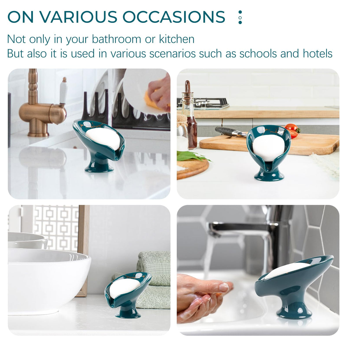 Soap Dish Ceramic Soap Holder Self Draining Leaf Shape Bar Soap Holder