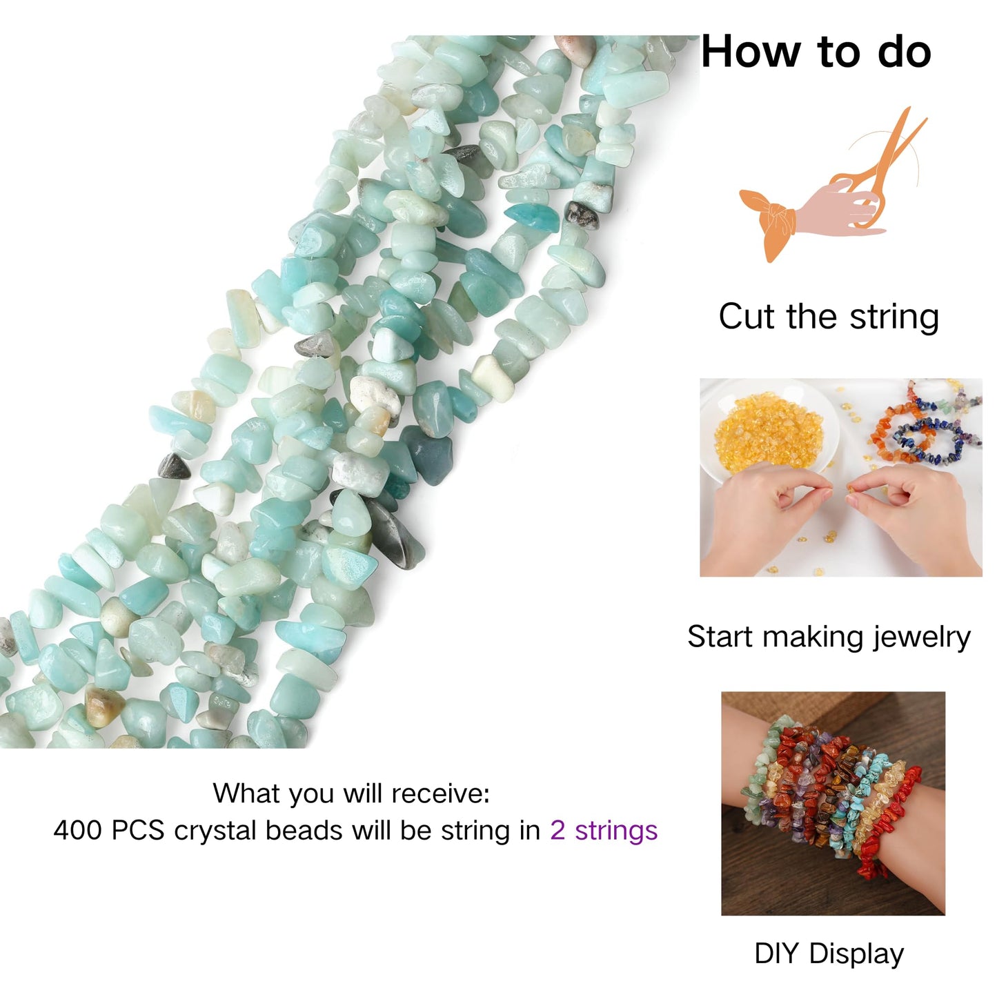 XIANNVXI Amazonite Beads, Natural Chip Stone Beads 400Pcs Crystal Bead 5-8mm Irregular Healing Crystal Loose Rocks for DIY Jewelry Making