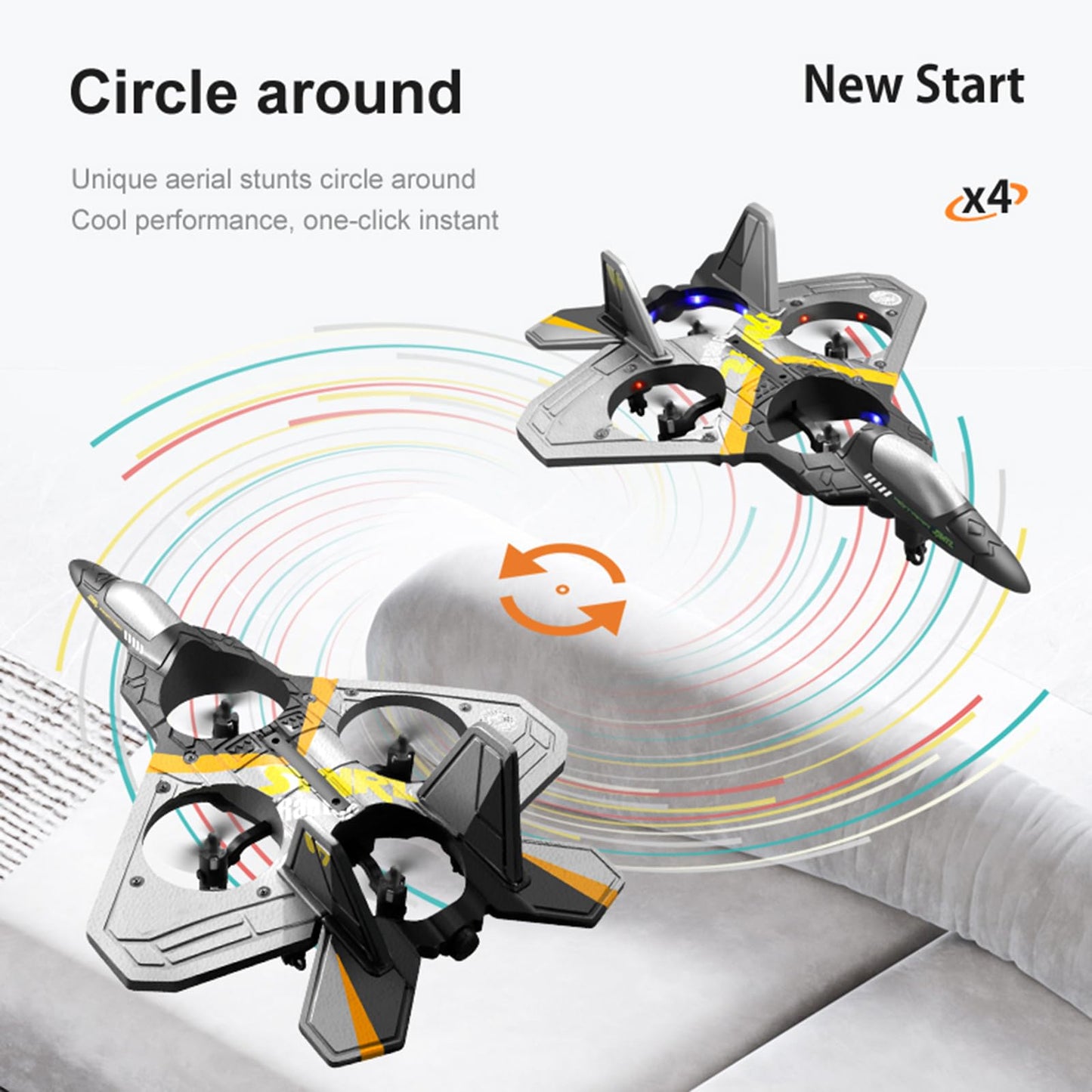 Remote Control Airplane RC Planes, RC Fighter Jet Toy for Kids Adults 8-16, Remote Control Planes with LED Light, 2 Batteries, 360° Stunt Spin, Durable Foam, Gifts for Boys (Blue + 2 Batteries)