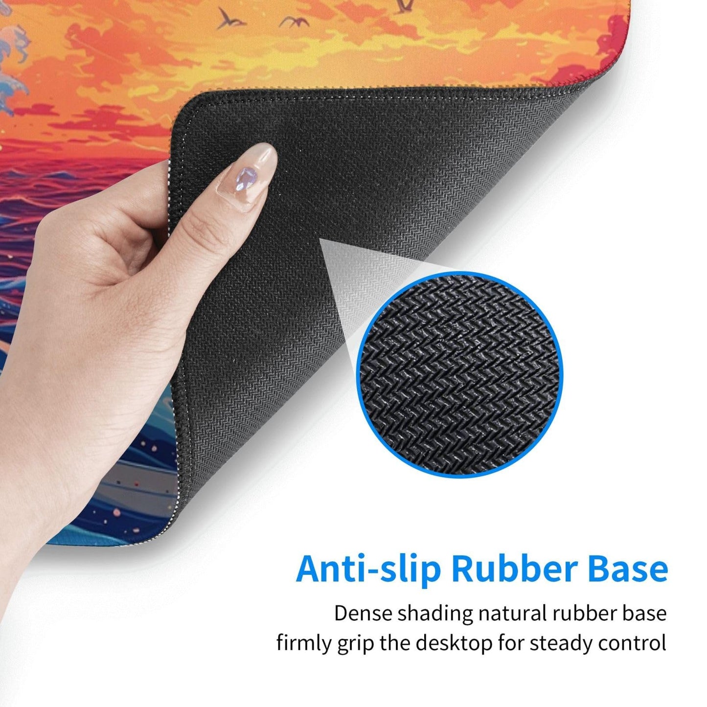 Gaming Mouse Pad Desk Pad,Extended Big Mouse Pad,31.5x11.8 Inch Long Computer Keyboard Mouse Mat Mousepad with 3mm Non-Slip Base and Stitched Edge for Gaming and Office… (Sunset Wave)