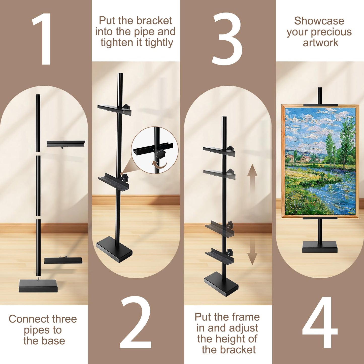 AZEAM Tabletop Easel Stand, Adjustable Poster Stand for Frames up to 29" , Black Metal Standing Easel Display Stand for Art Signs Photos, Framed Artwork Display Easel Stands for Home Events