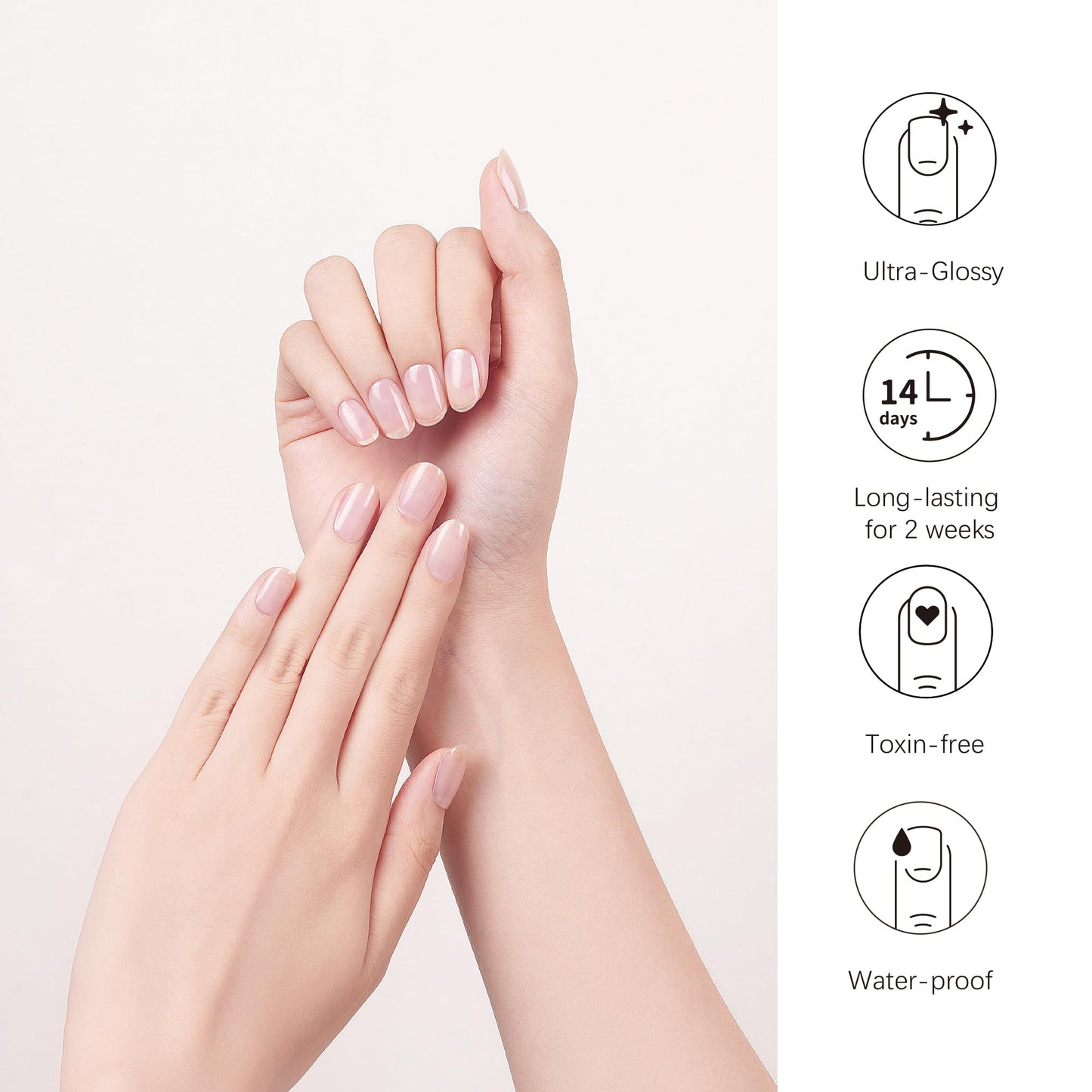 DANNI & TONI Semi Cured Gel Nail Strips Transparent Nails Crystal Clear(5 Packs)