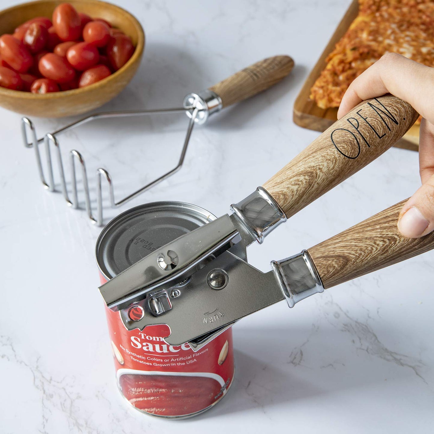 Rae Dunn Everyday Collection 7 Piece Wooden and Stainless Steel Kitchen Gadget Set- Kitchen Tools with Wooden Handles