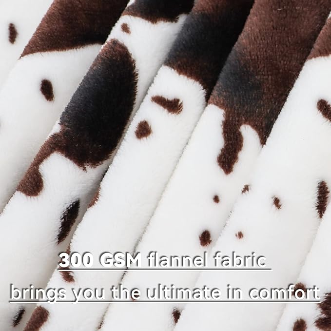 GEULAY Cow Print Blanket King Size 90"x108" - Lightweight Fuzzy Fleece Throw for All Seasons, Black & White Farmhouse Decor, Western Bedding for Home & Travel