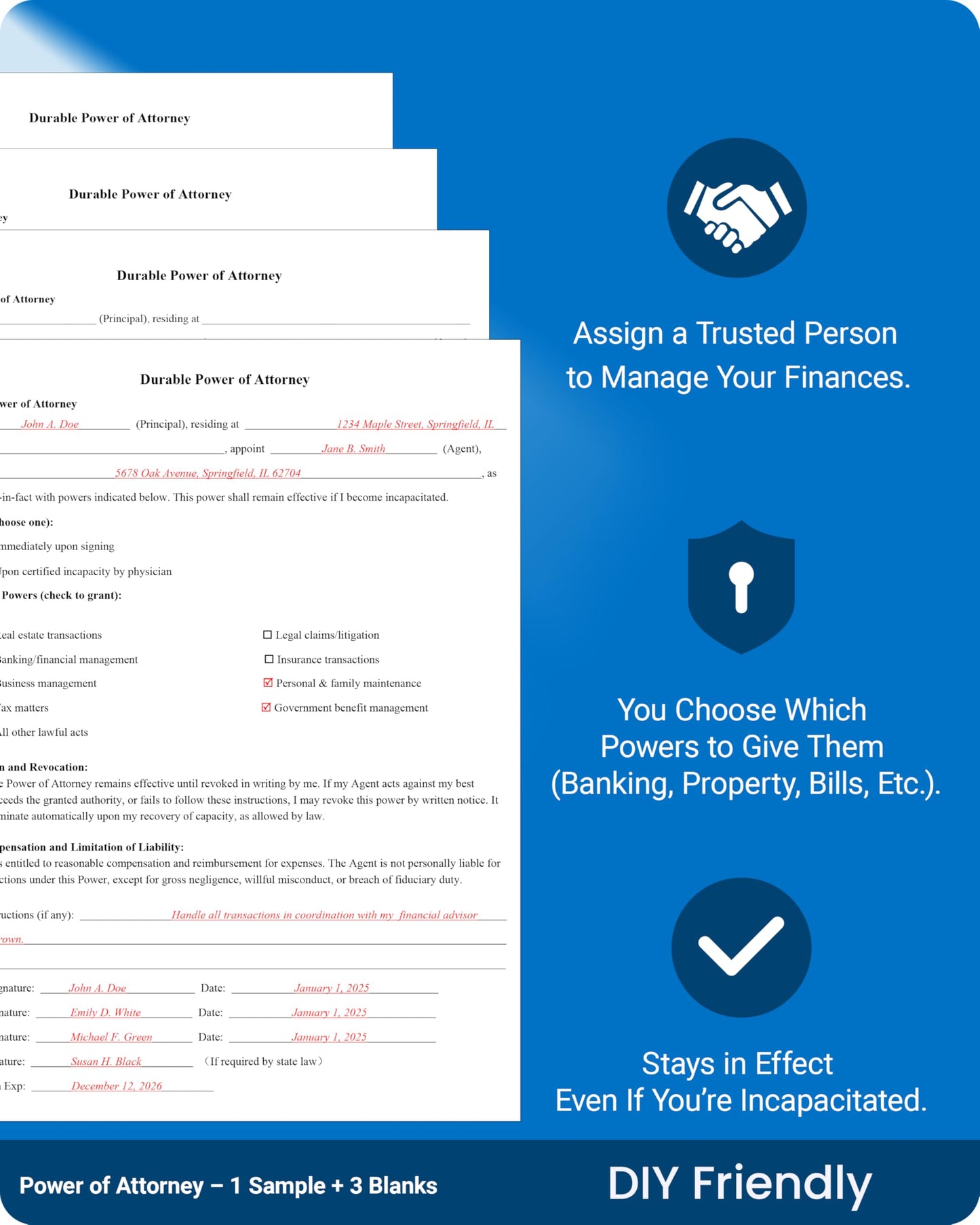 TillBio 2026 4-in-1 Estate Planning Kit – Includes Last Will, Living Trust & Power of Attorney Forms – Lawyer-Prepared Templates with Instructions – Valid in All 50 States（3pcs）