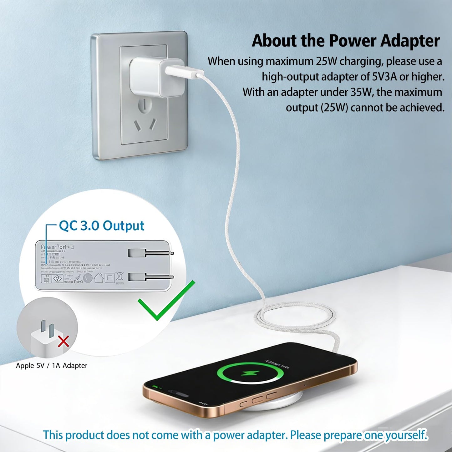 Wireless Charger 2Pack 25W Qi2 Magnetic Wireless Charger for iPhone 17/16/15/14/13/12 Pro Max, Air pods 4-2Pro, Samsung Galaxy, Google Pixel, and More, Lightweight for Travel Home Office Desk (White)