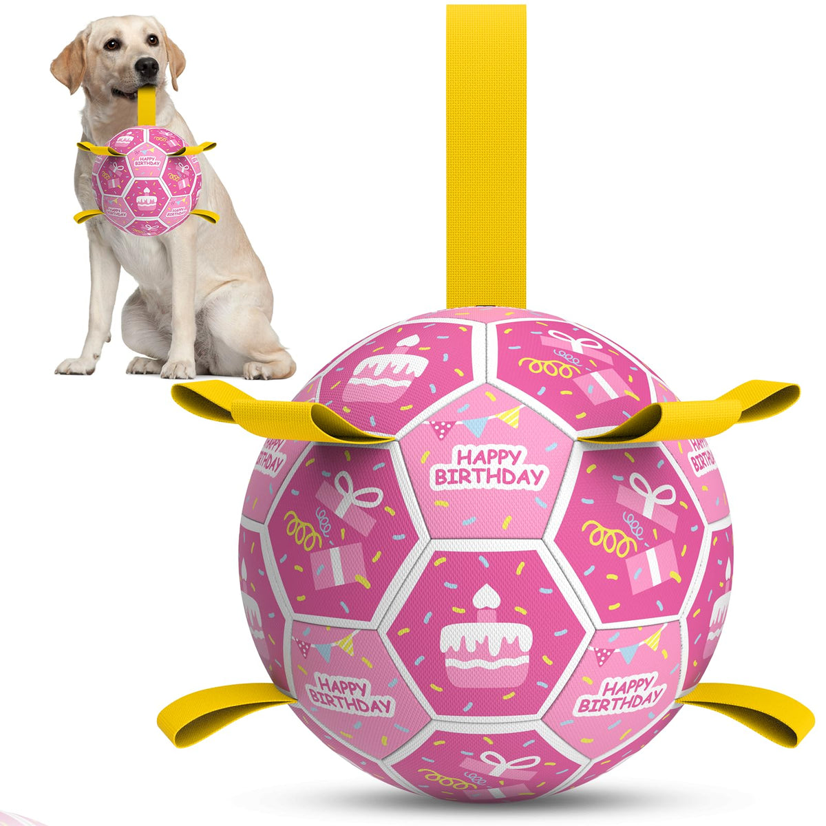 QDAN Dog Toys Balls with Bell Inside, Squeaky Dog Balls for Tug of War, Puppy Birthday Gifts, Dog Water Toys, Ball for Small Dogs(Black Green, 5 inch)