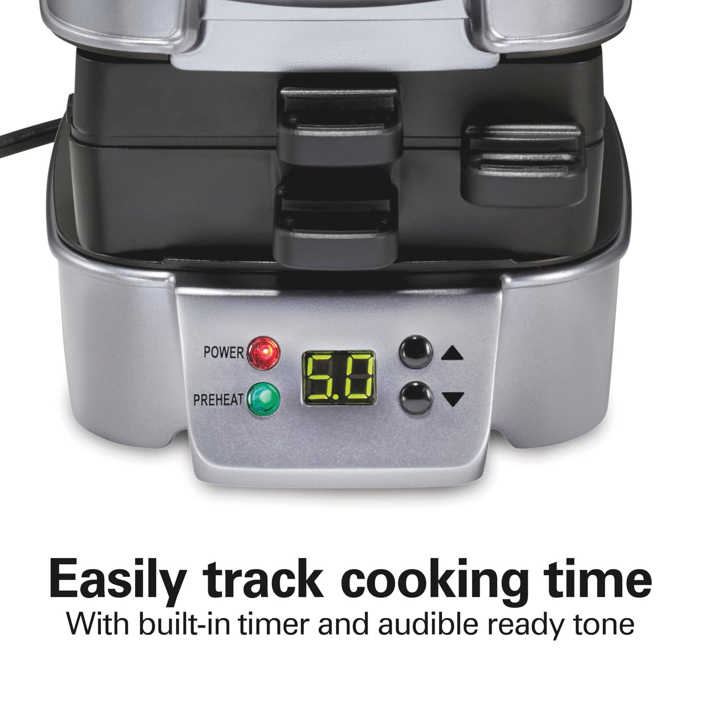 Hamilton Beach Sandwich Stacker Customizable Hot Sandwich Maker, 24 Sq. In. Non-Stick PFAS-Free Cooking Surfaces, Built-In Timer, Compact, Dishwasher-Safe, Perfect White Elephant Gifts, Silver (25471)