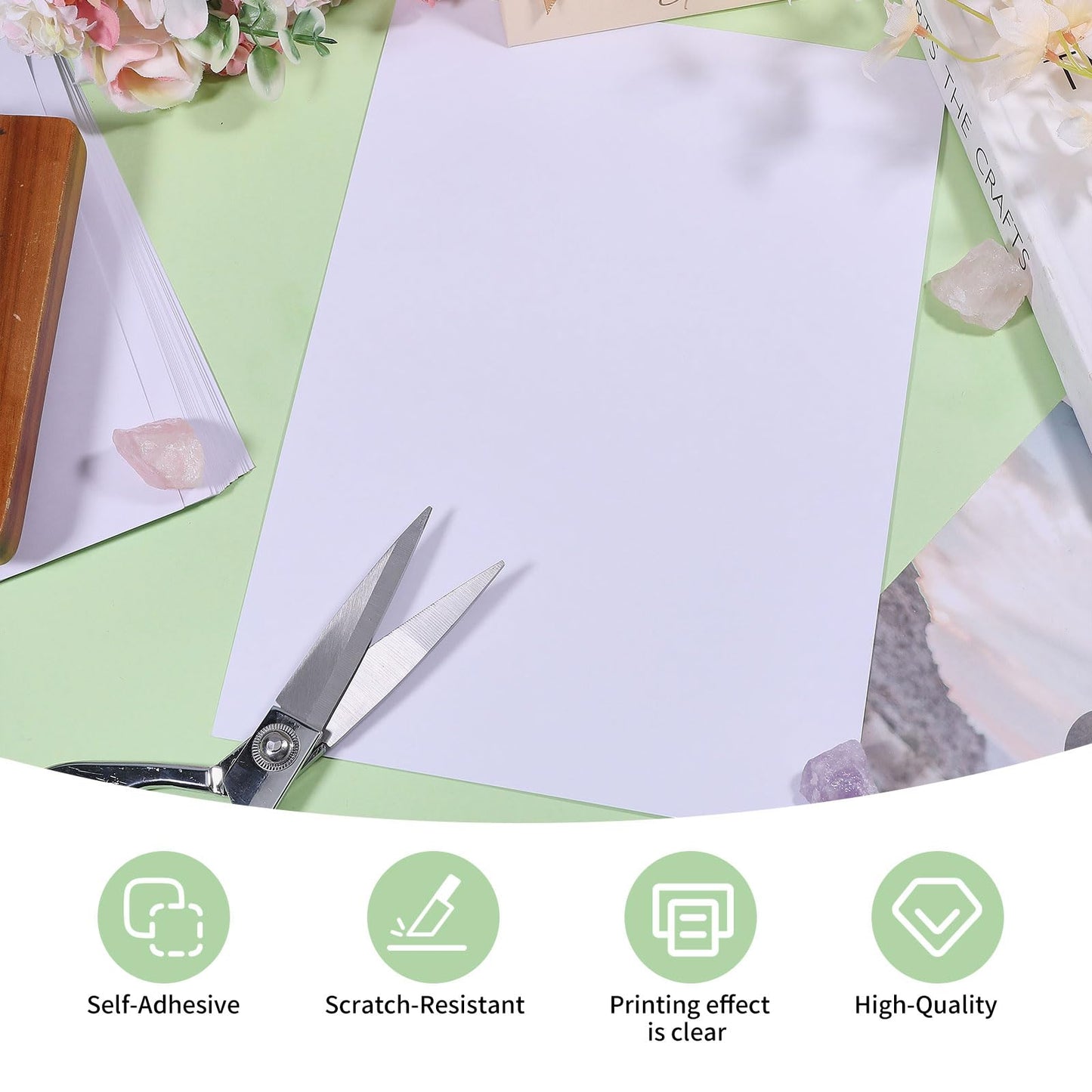 GLOBLELAND 30 Sheets A4 Printable Self Adhesive Vellum Paper Translucent Adhesive Tracing Paper Stickers for DIY Photo Album Diary Scrapbook Decoration 11.7"x8.3"