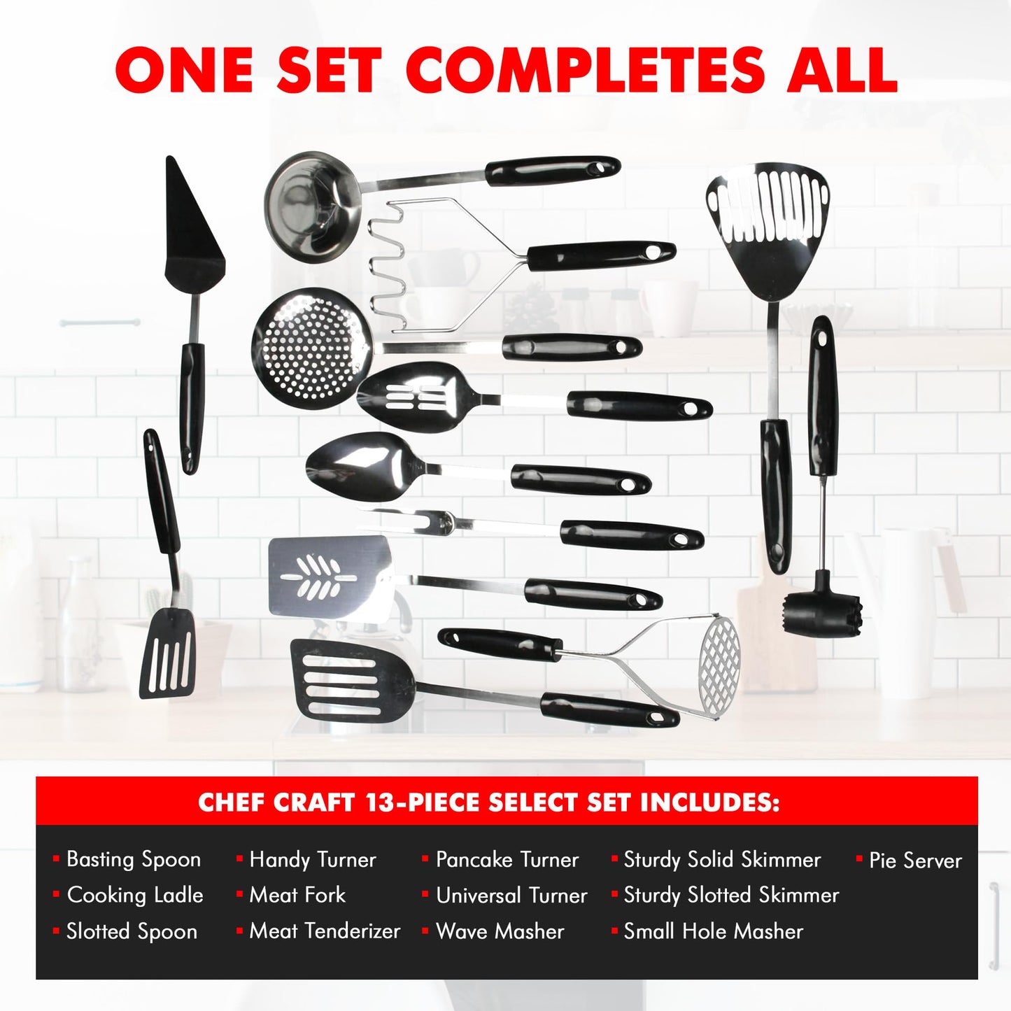 Chef Craft Select Turner/Spatula, 10.5 inch, Stainless Steel