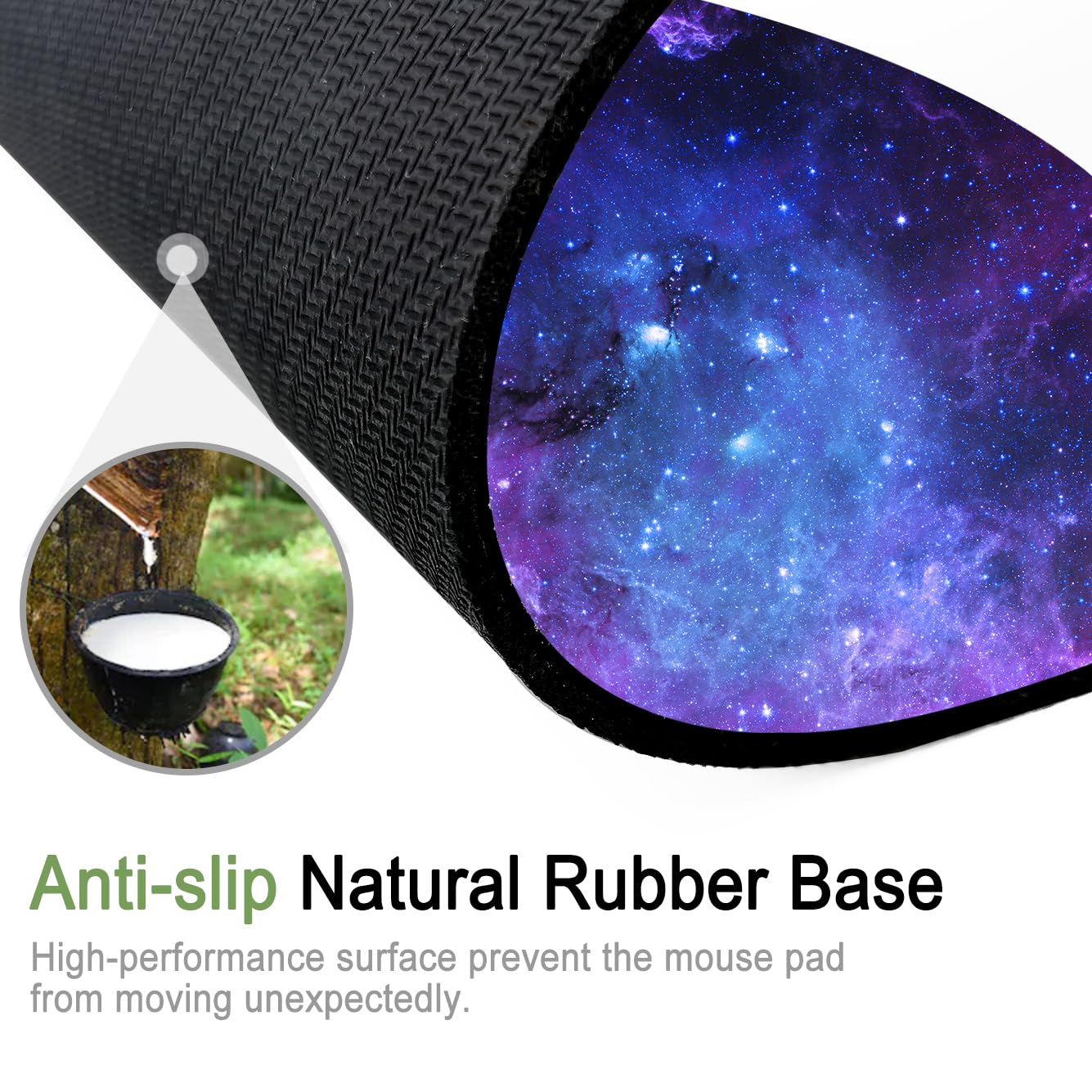 Keyboard Wrist Rest Support + Mouse Pad + Mouse Wrist Rest + Coaster, 4 PCS Set Ergonomic Memory Foam Mousepad with Durable Anti-Slip Rubber Base for Office, Home & Easy Typing Pain Relief, Galaxy