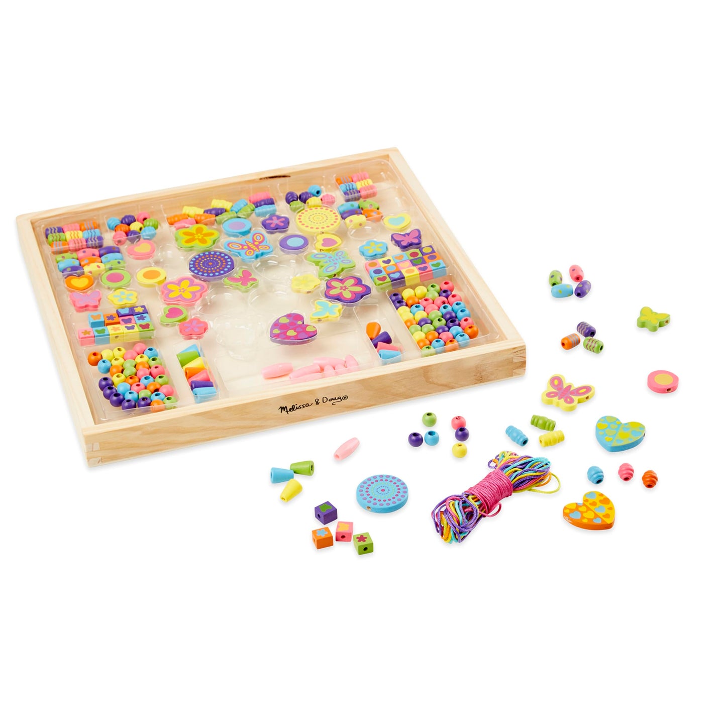 Melissa & Doug Created by Me! Bead Bouquet Deluxe Wooden Bead Set with 220+ Beads for Jewelry-Making Kits for Kids 4+ - FSC Certified