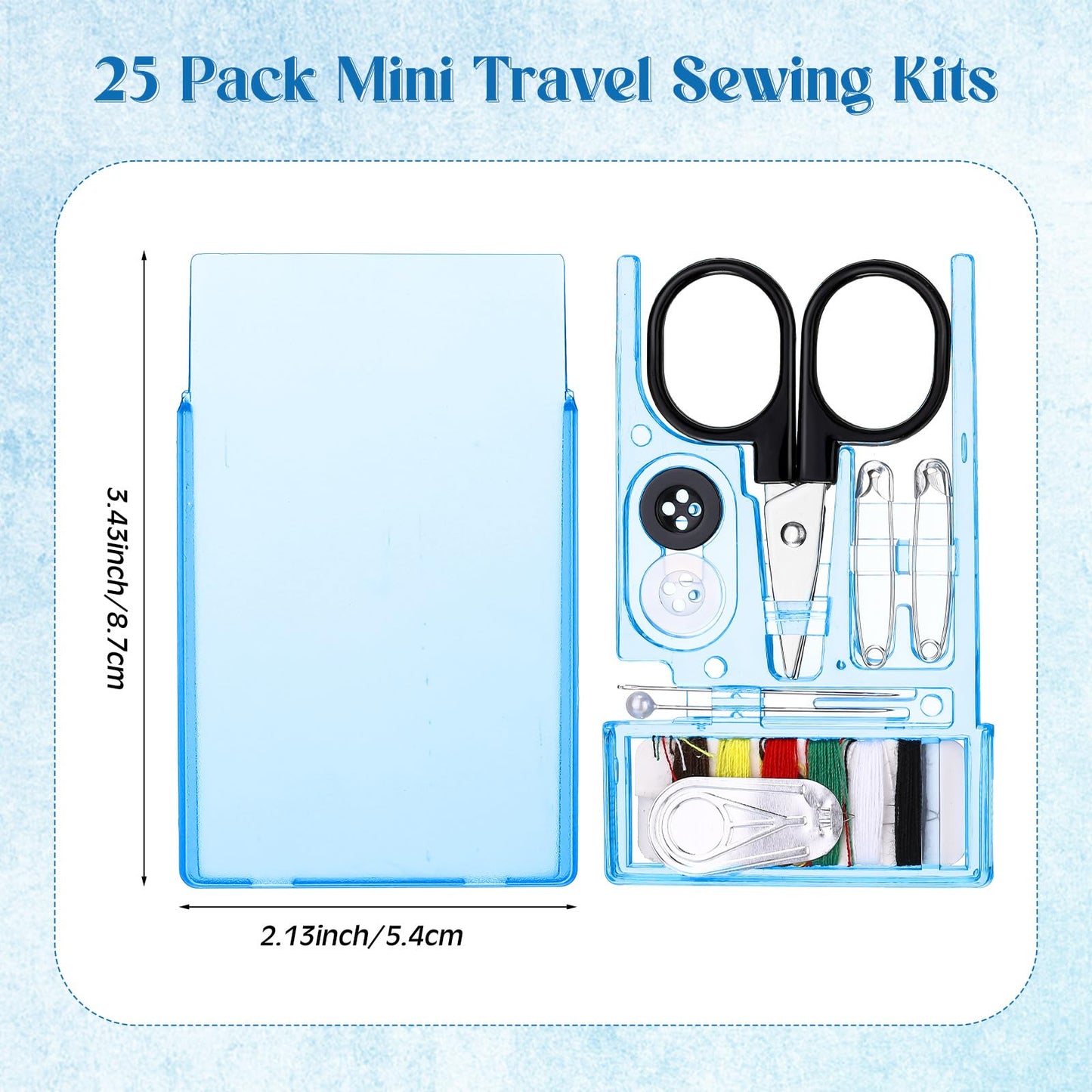 Knitgrip 25 Boxes Mini Travel Sewing Kit Quick Fix Sewing Kits Bulk Basic Portable Pre Threaded Needle Emergency Repair Tool for Adults DIY Handcraft Wedding Gifts Beginner Traveler Home Hotel (Blue)