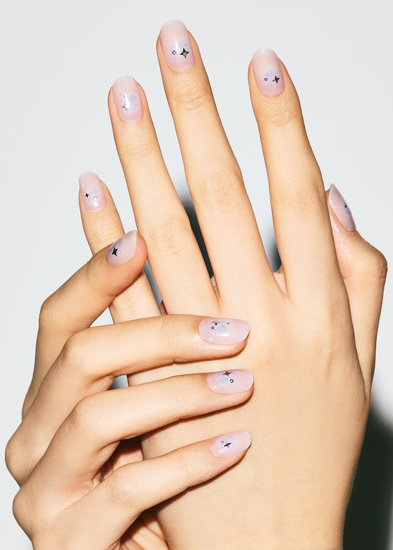ohora Semi Cured Gel Nail Strips (N Faerie Snow) - Works with Any Lamps, Salon-Quality, Long Lasting, Easy to Apply & Remove - Includes 2 Prep Pads, Nail File & Wooden Stick